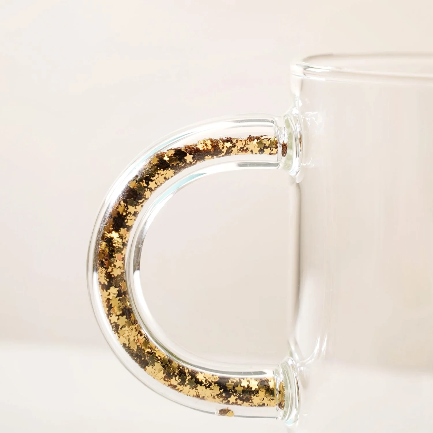 Gold Sparkle Handle Glass Coffee Mug Set Of 2 425ml - Image 6