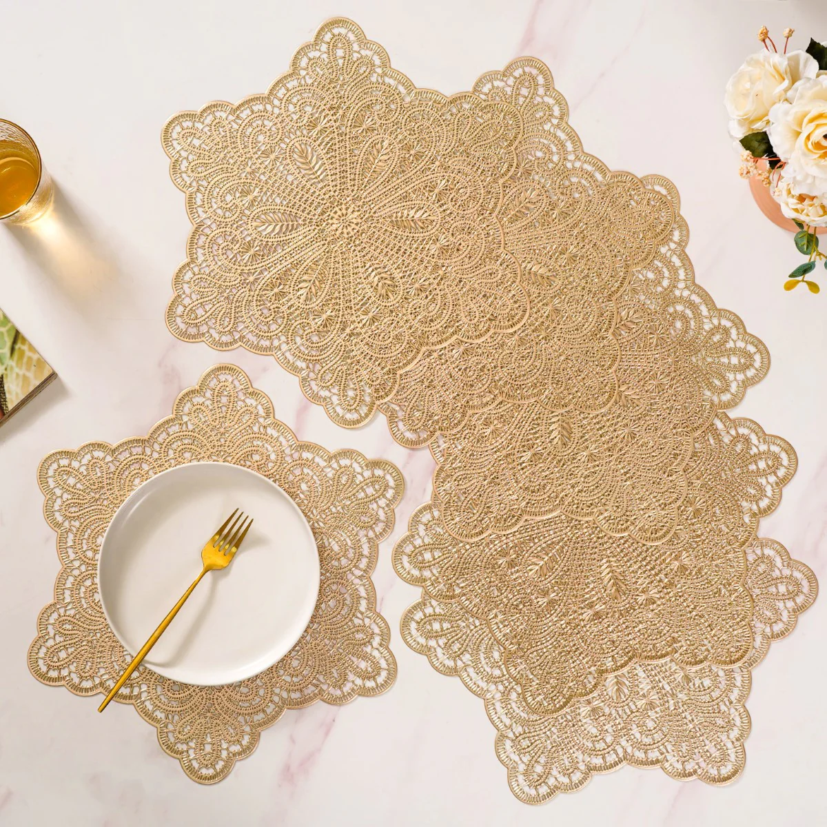 Gold Star Shaped Dining Table Mat Set Of 6 - Image 10