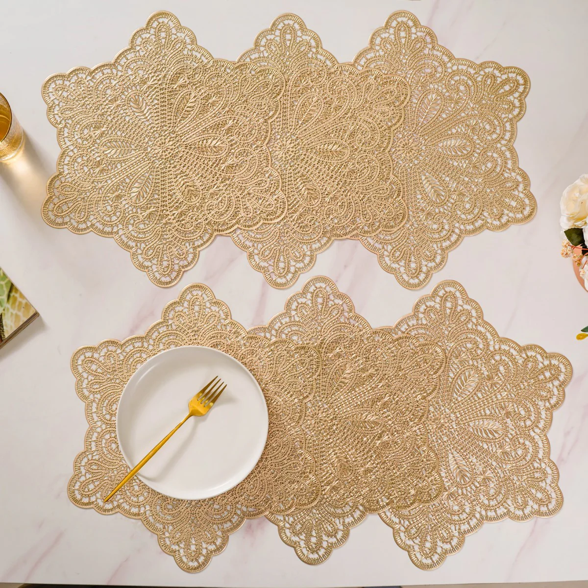 Gold Star Shaped Dining Table Mat Set Of 6 - Image 9