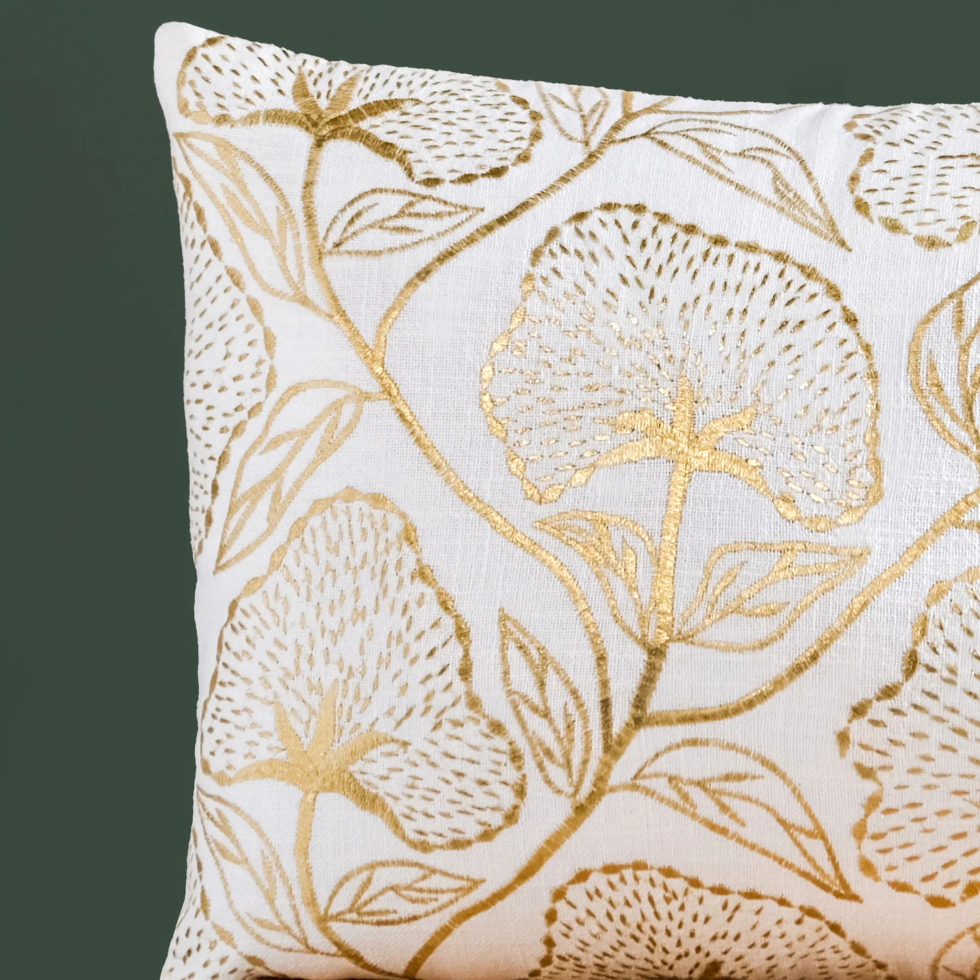 Golden Blooms Cotton Cushion Cover 50x36cm - Image 2