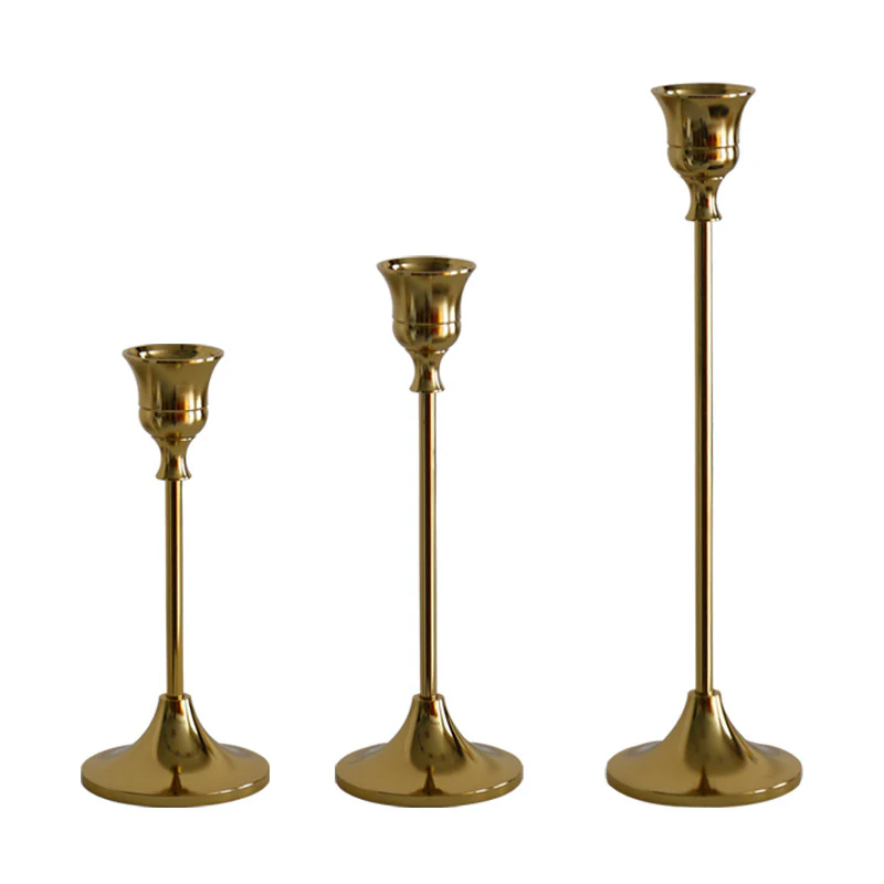 Golden Candle Stand Set Of 3 - Image 9