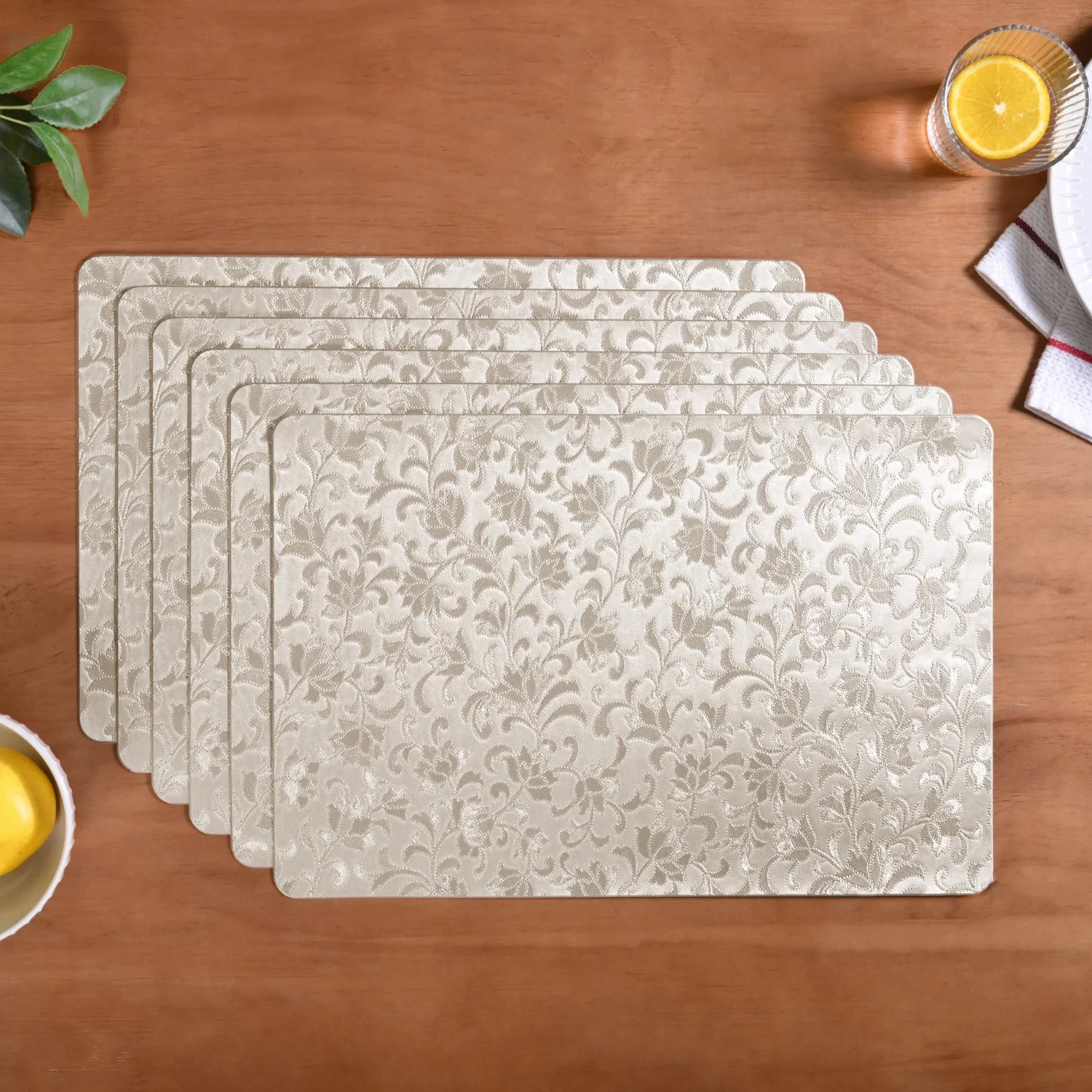 Golden Flower Placemat Set Of 6 - Image 8