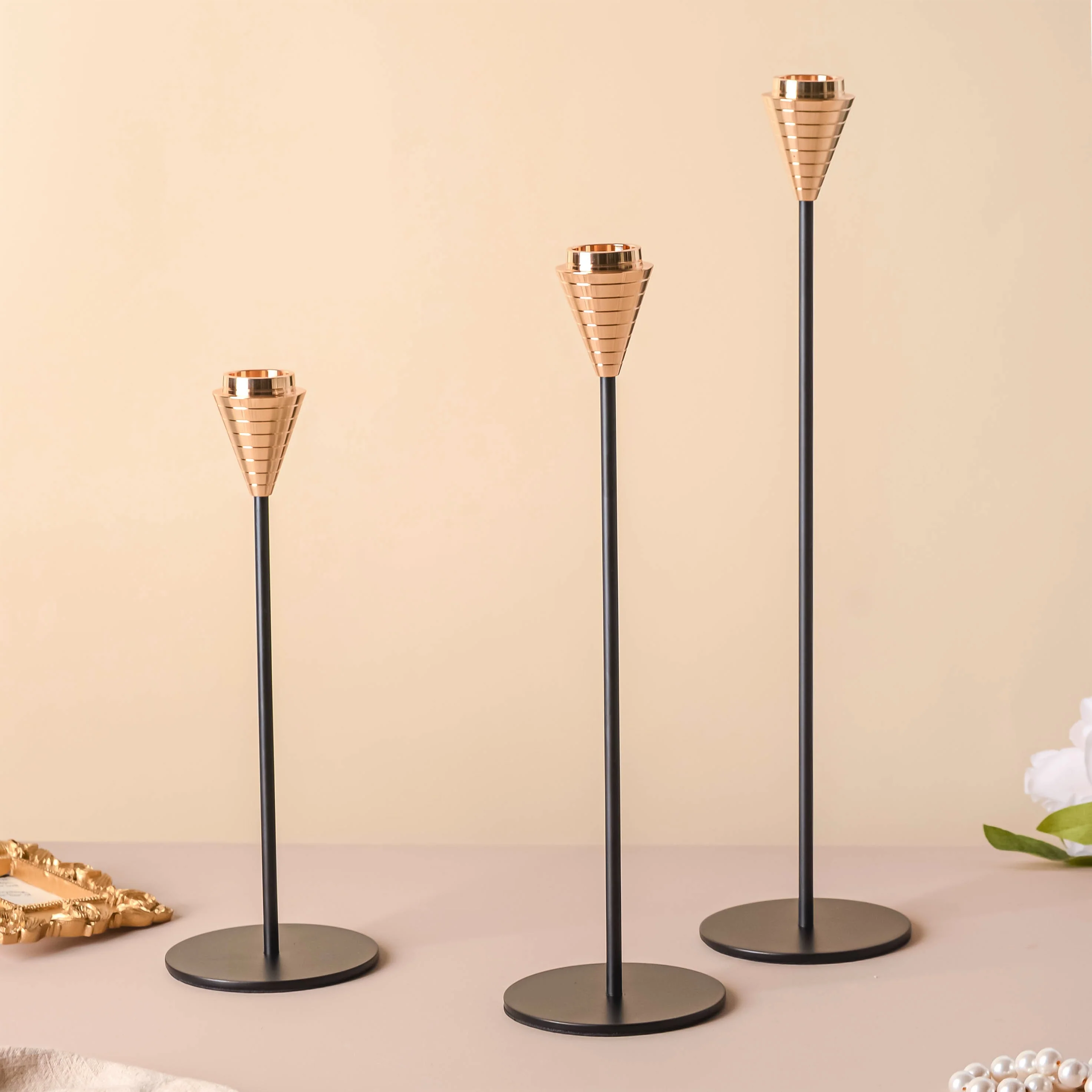 Golden Tip Candle Stand Set Of 3 - Image 5