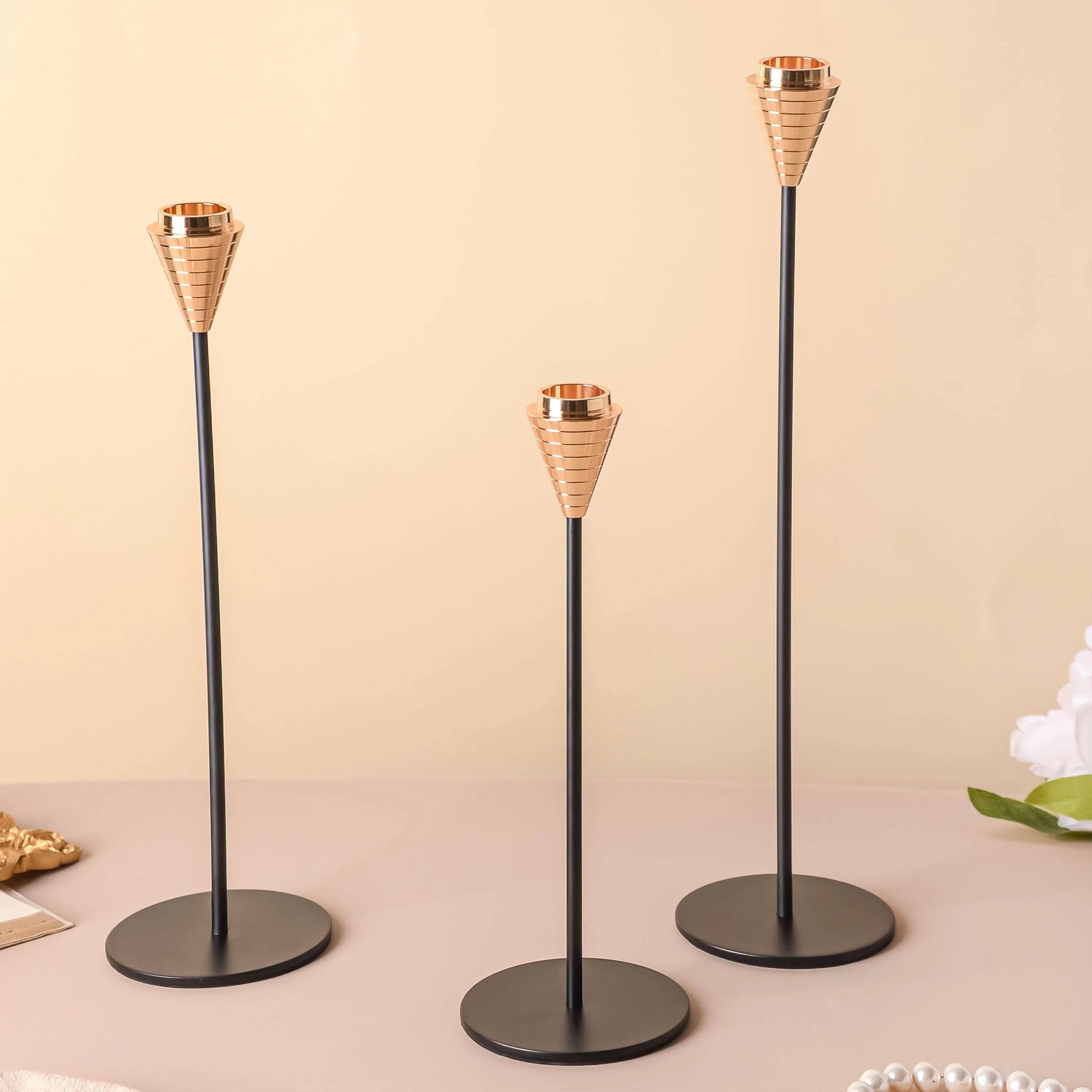 Golden Tip Candle Stand Set Of 3 - Image 7