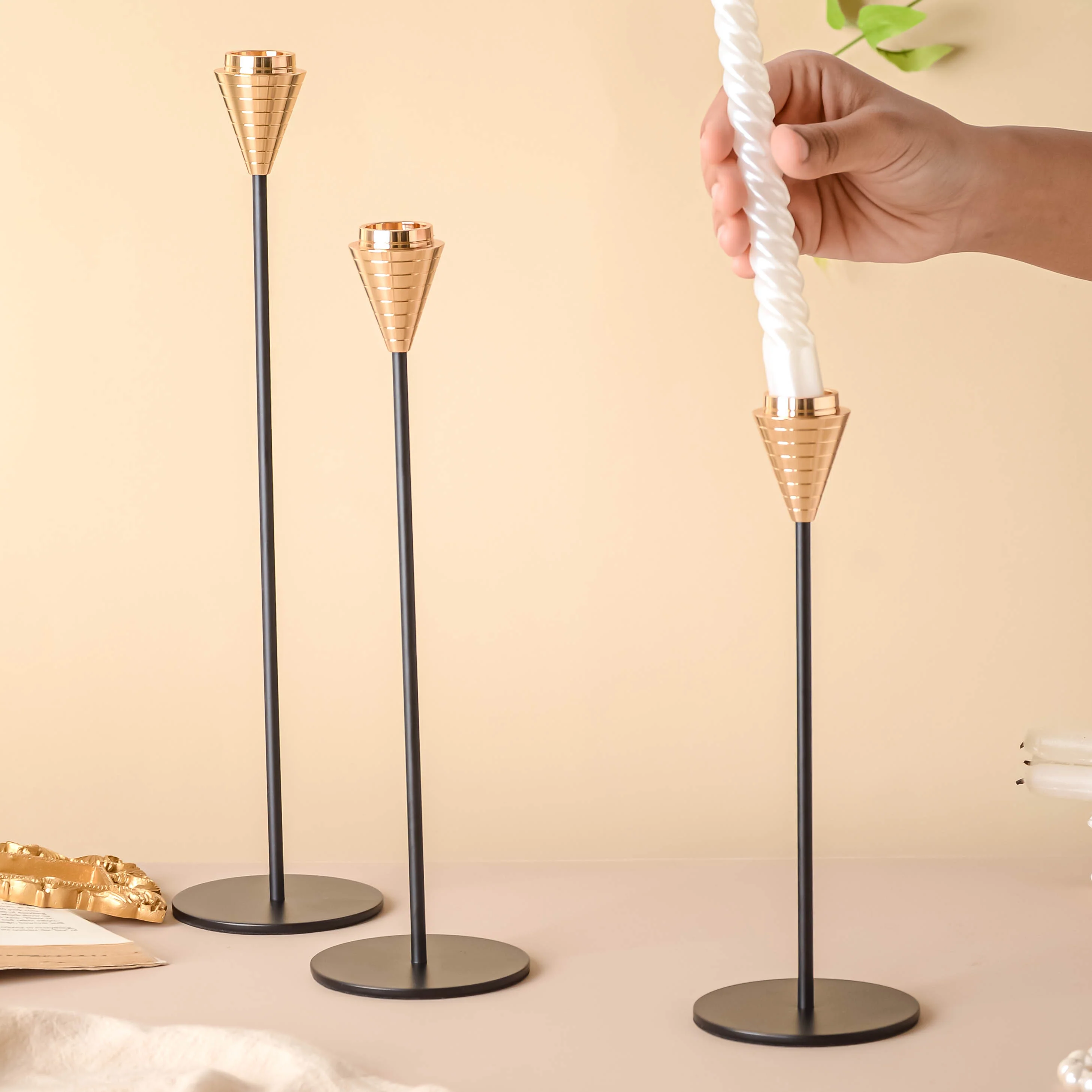 Golden Tip Candle Stand Set Of 3 - Image 9