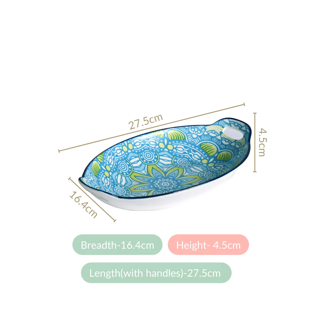 Green And Blue Mandala Serving Platter Set Of 2 - Image 4