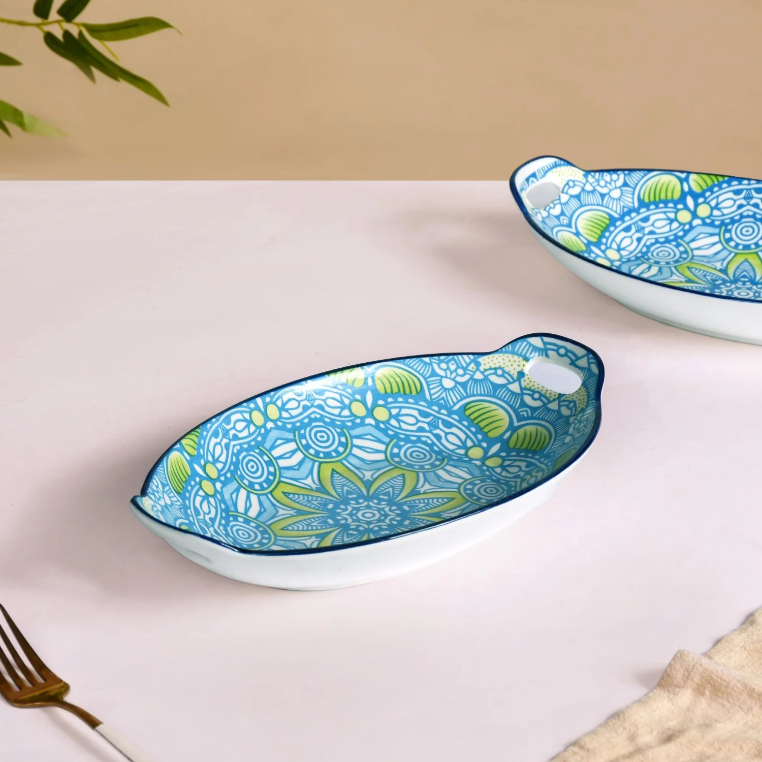 Green And Blue Mandala Serving Platter Set Of 2 - Image 8