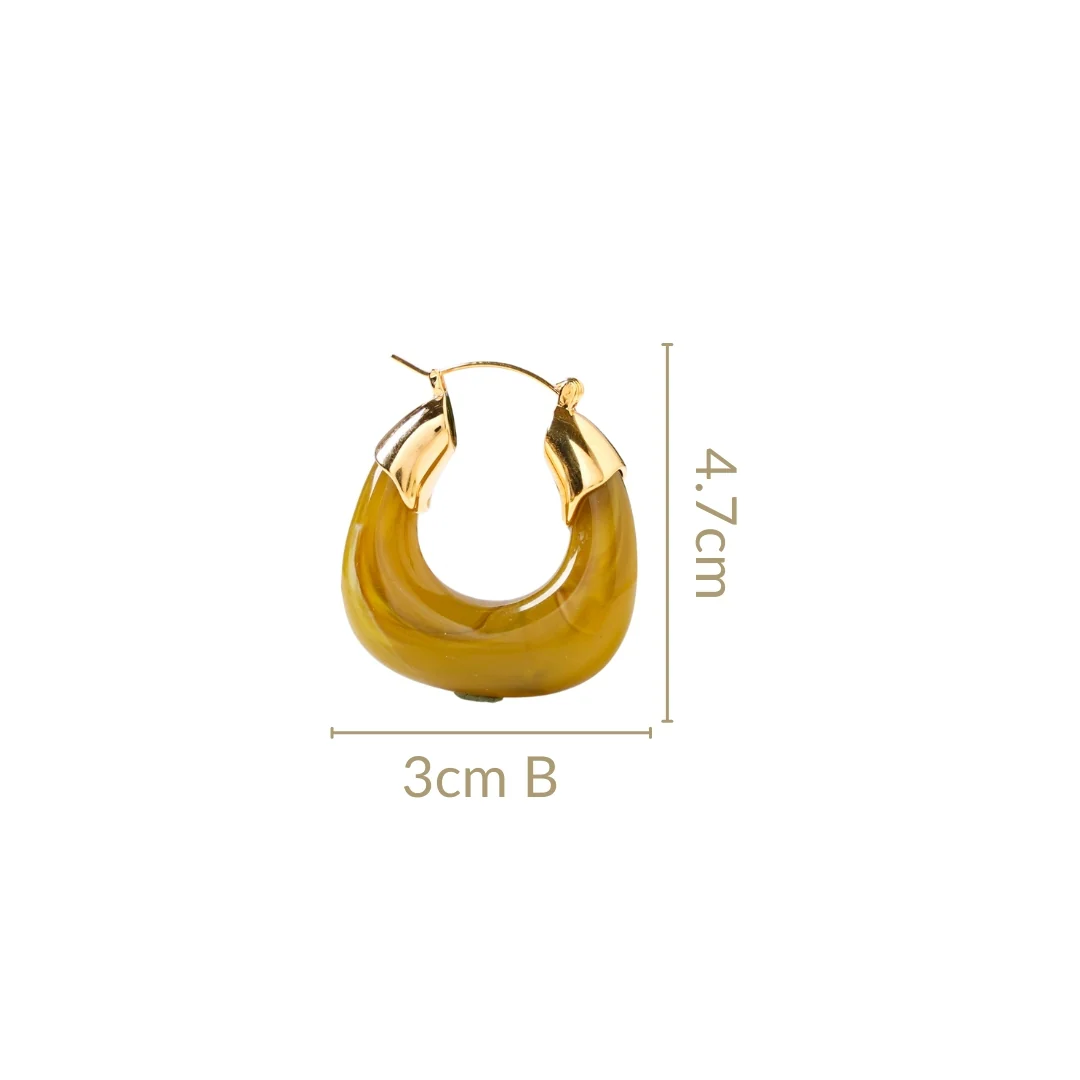 Green And Gold Huggie Hoop Earrings - Image 3