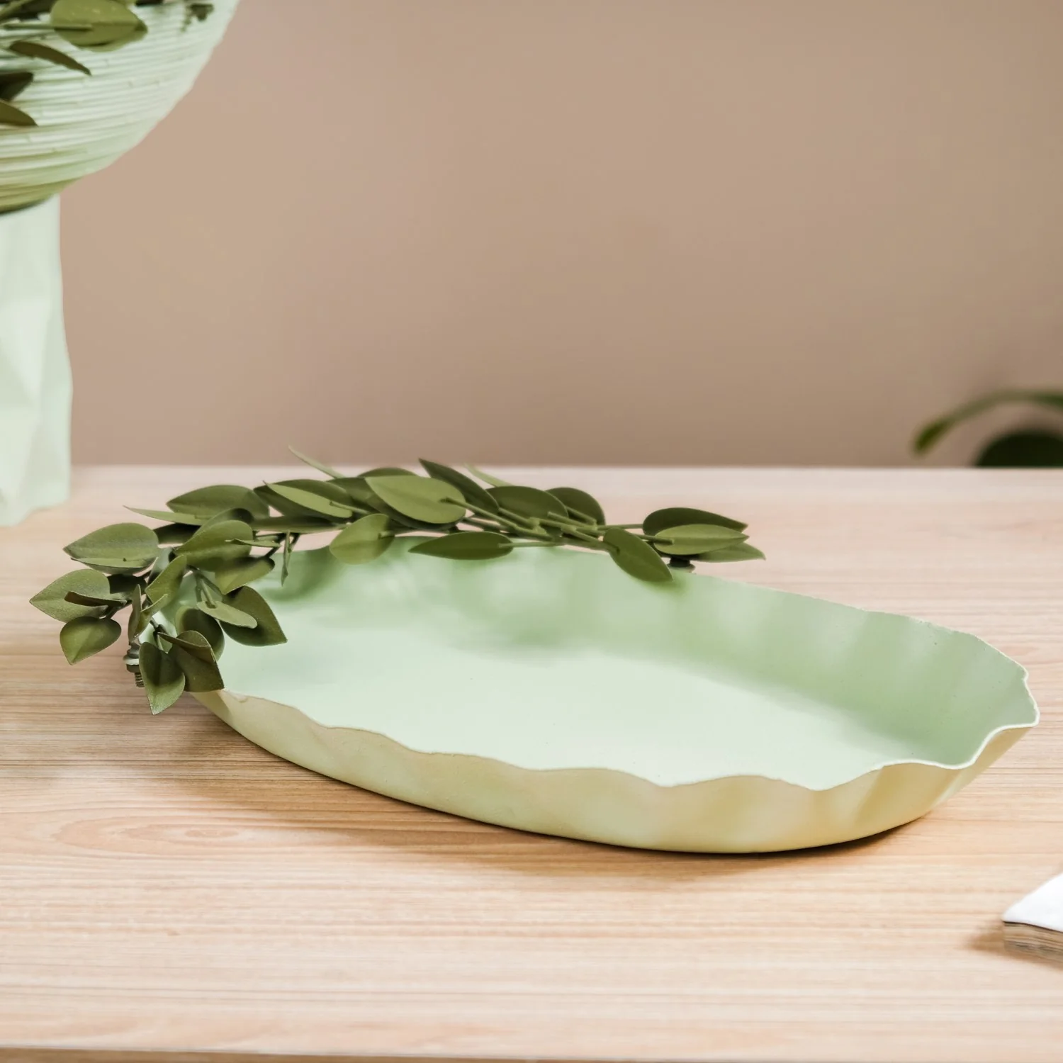 Green Garden Decorative Metal Tray 14x8 Inch - Image 7