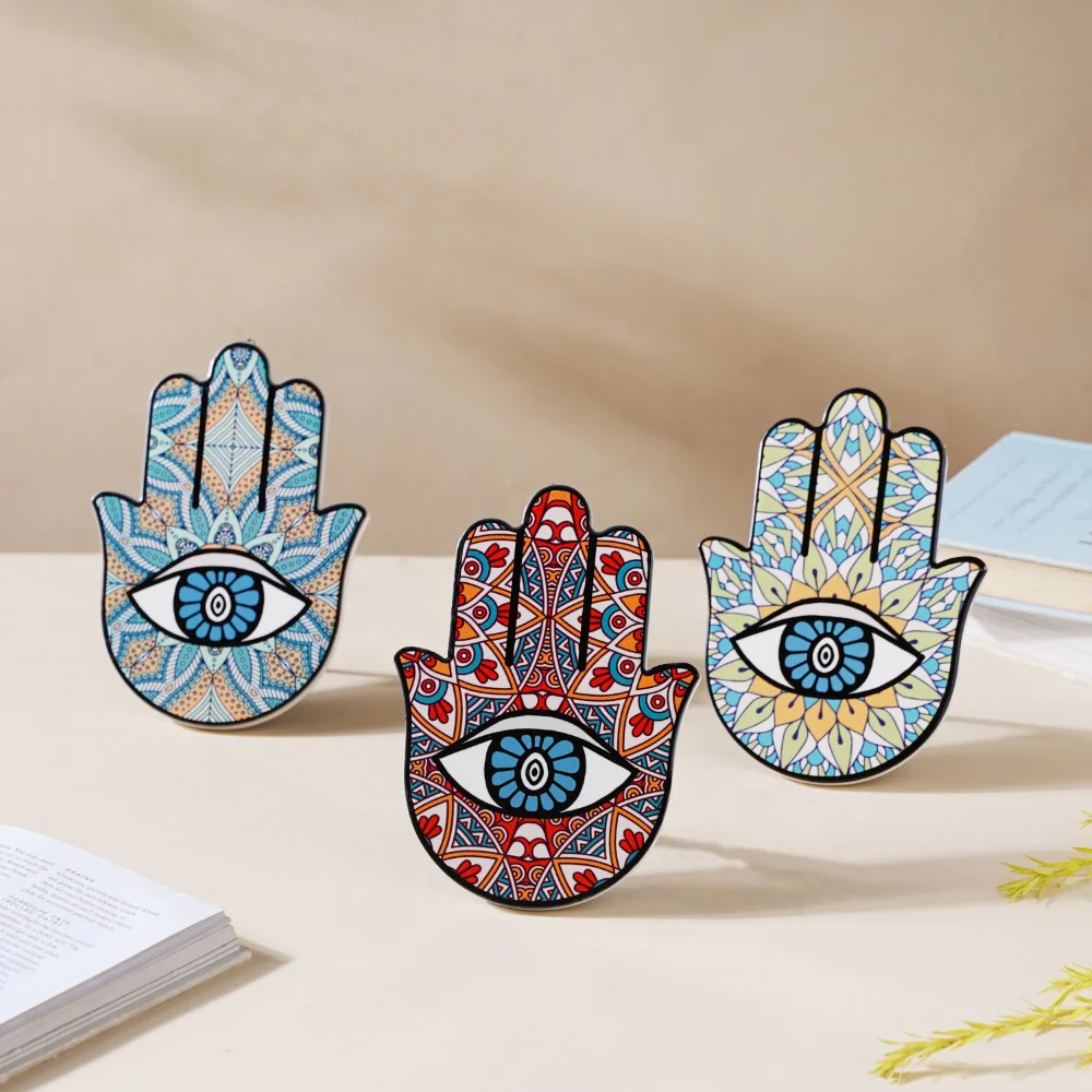 Green Hamsa Hand Decor With Stand Blue - Image 9