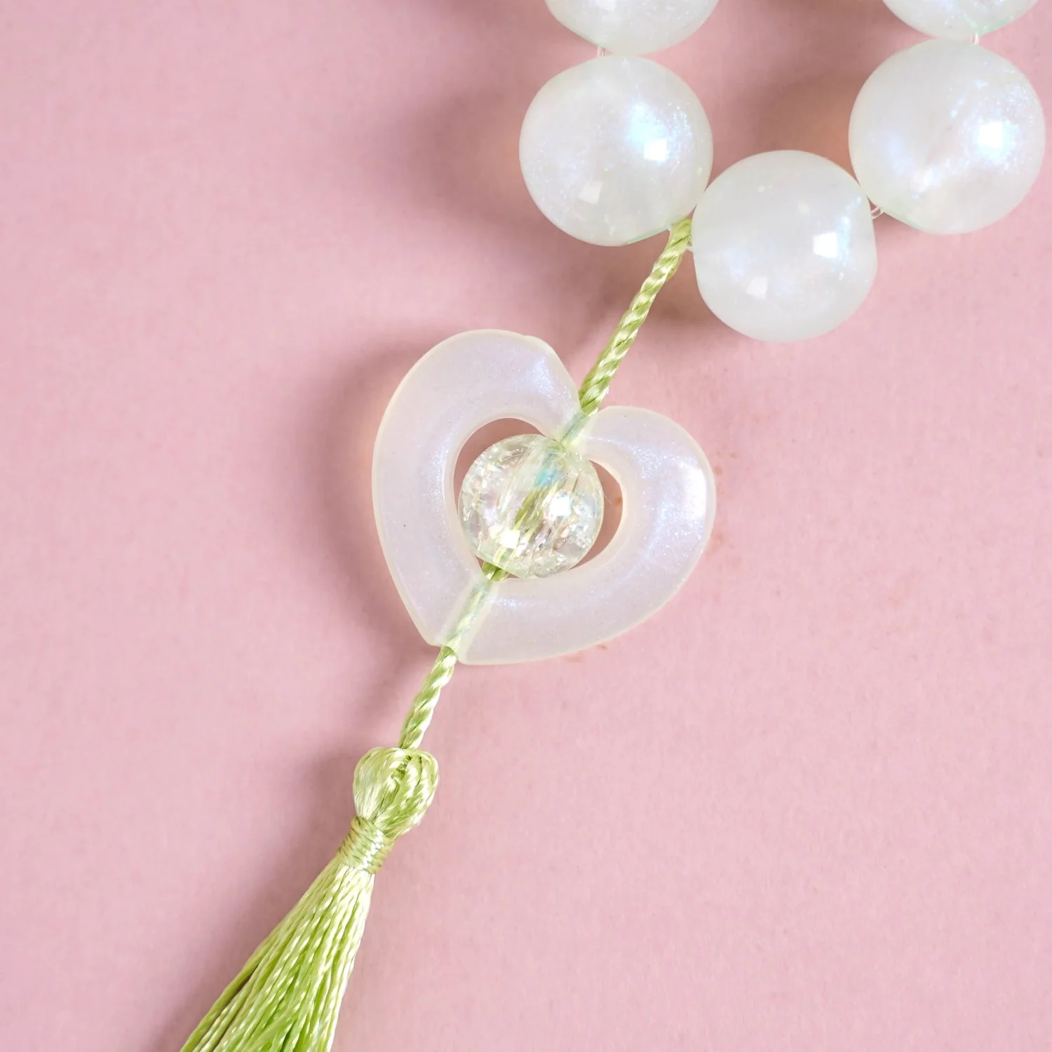 Green Tassel Heart Charm Keychain - Image 5