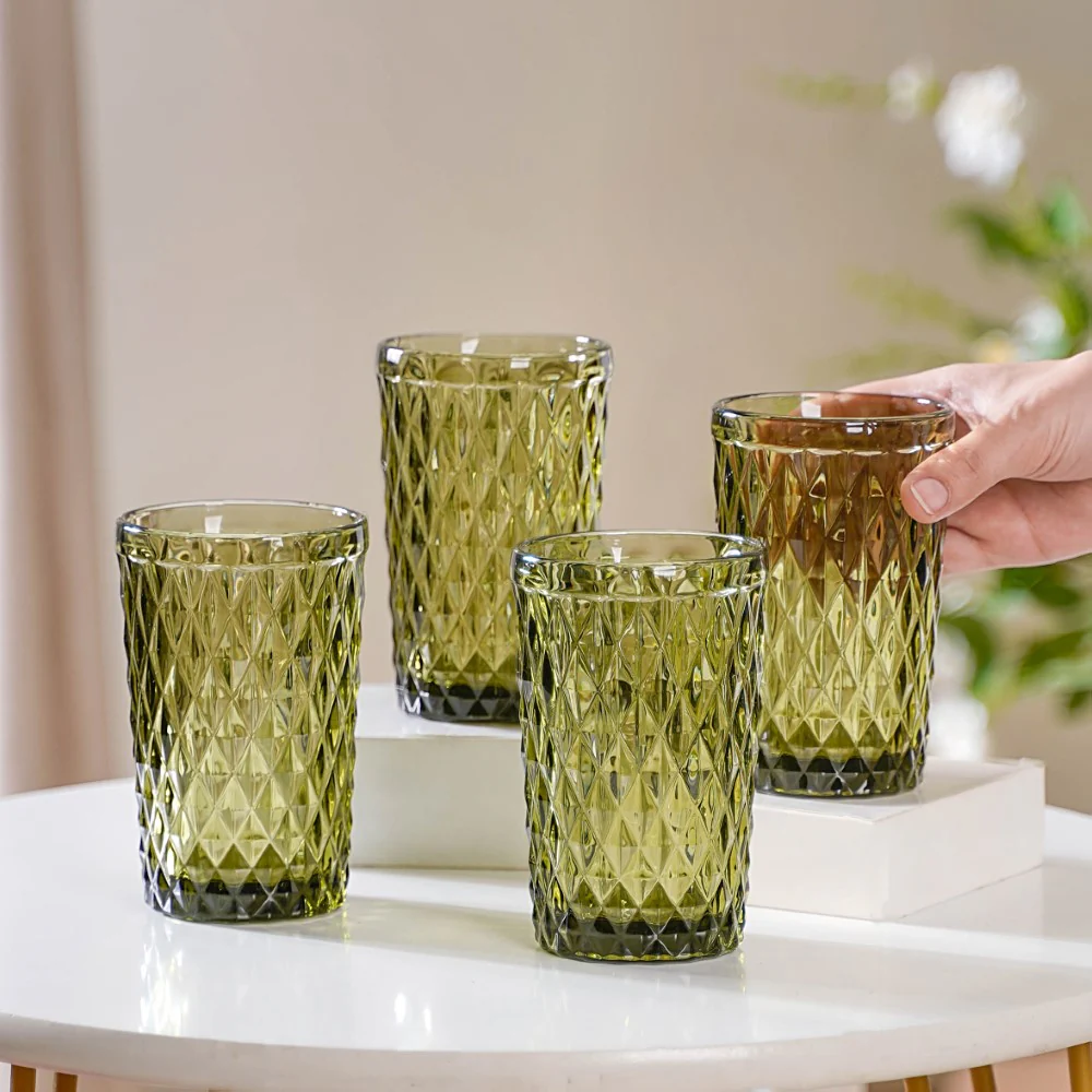 Green Textured Drinkware Set of 4 - Image 9
