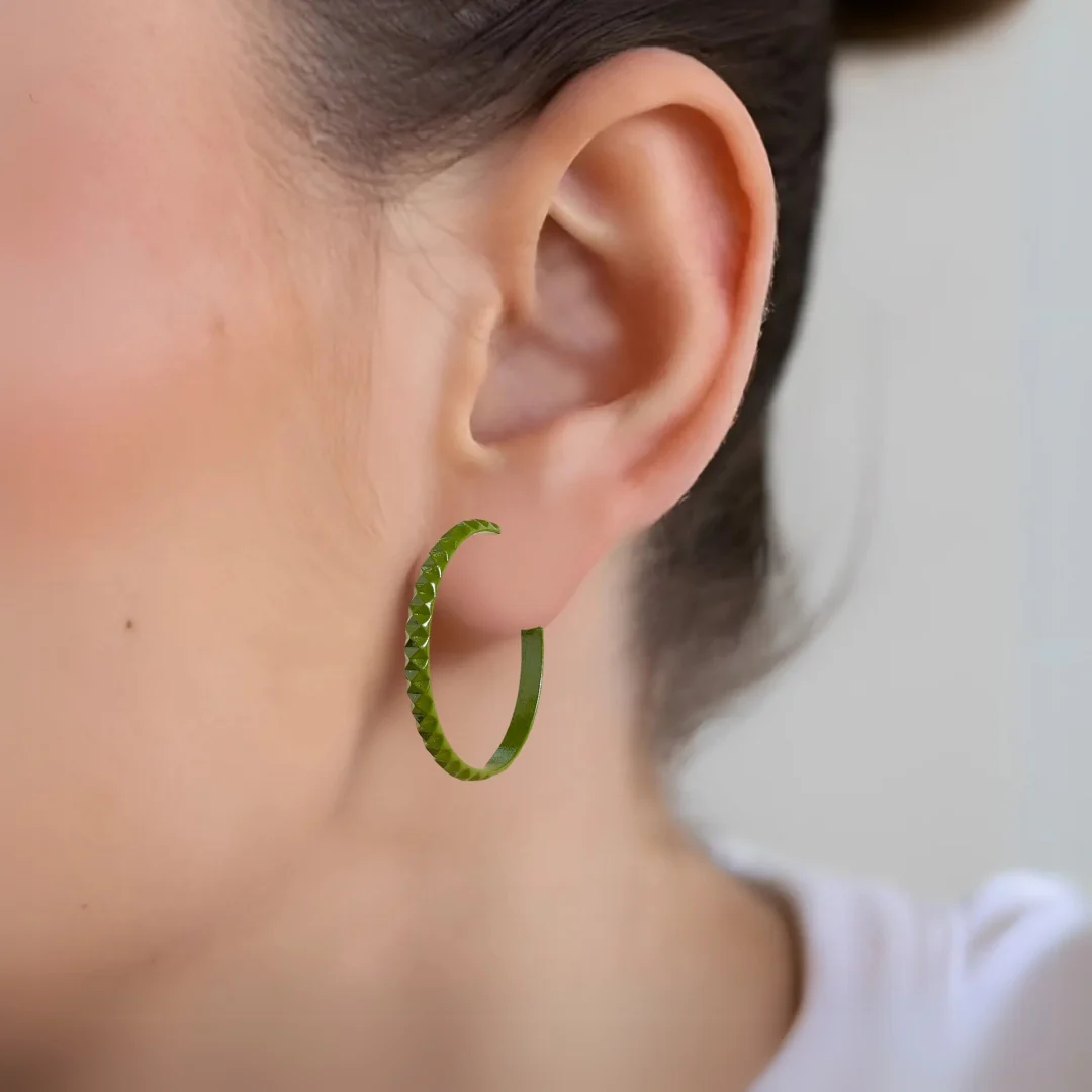 Green Textured Hoops - Image 2