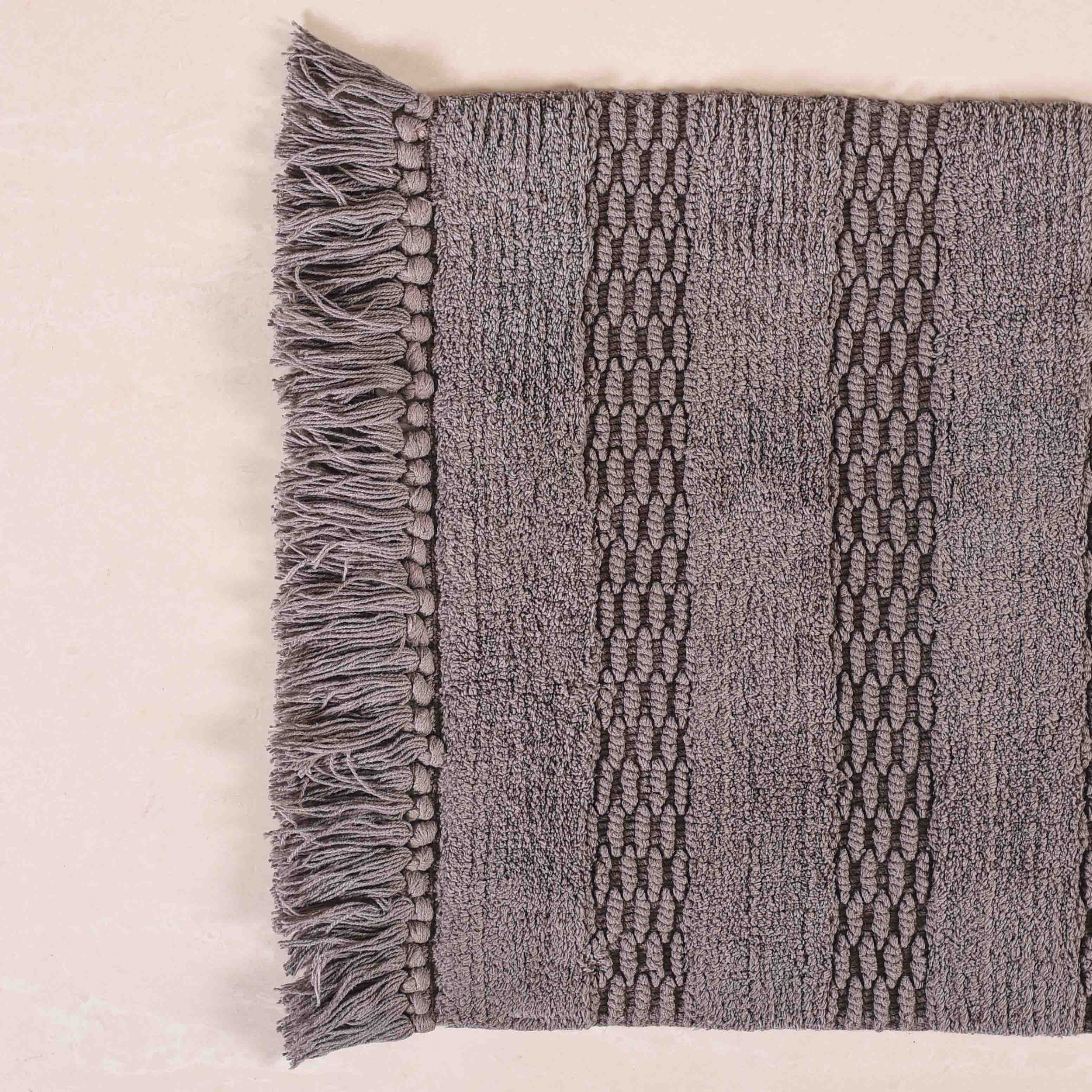 Grey High Absorbent Handcrafted Cotton Floor Mat Set Of 2 31x17 Inch - Image 7