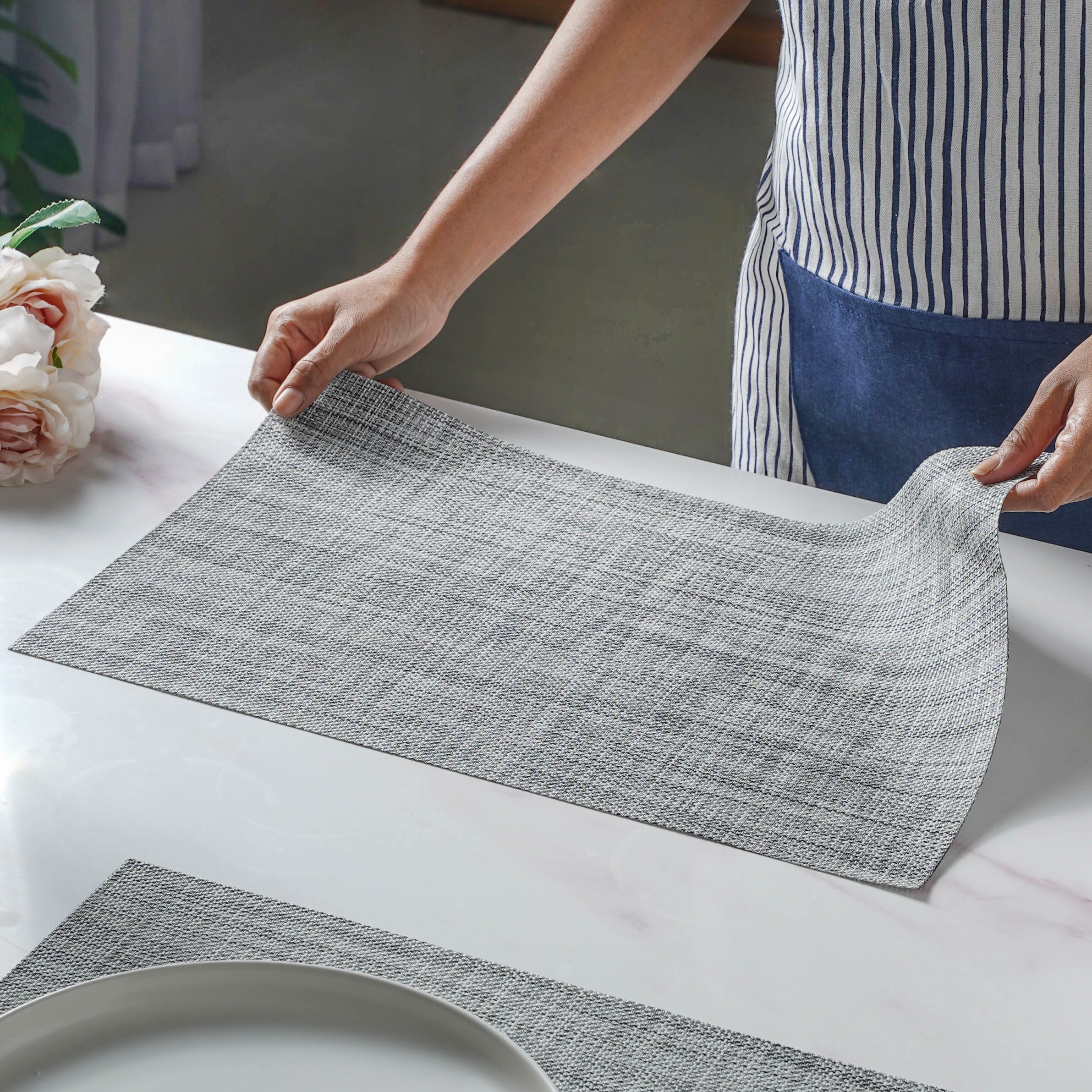 Grey PVC Table Mat Set of 6 - Image 6