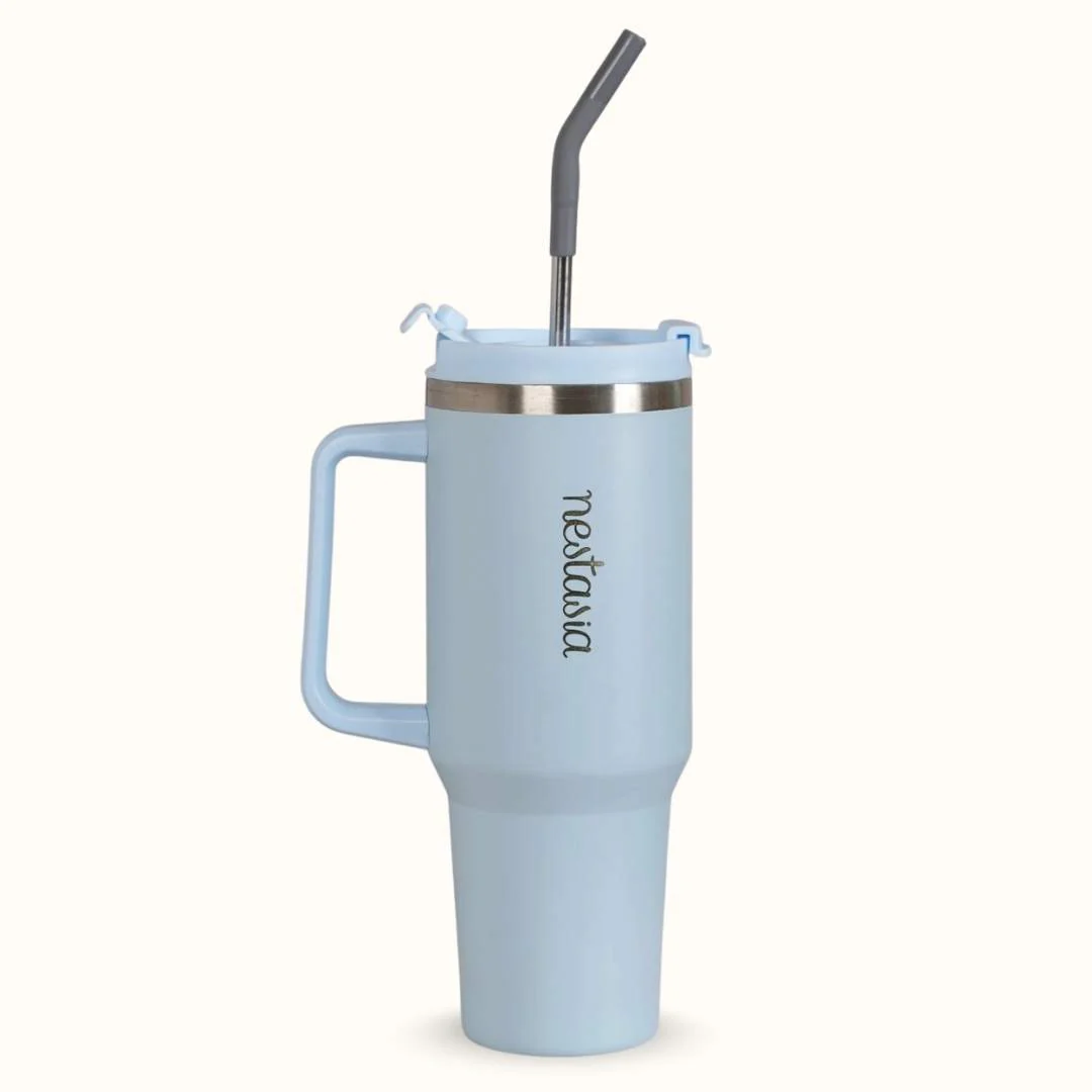 GripSip 40 Insulated Tumbler Bottle With Side Handle Baby Blue Jay 1200ml - Image 10