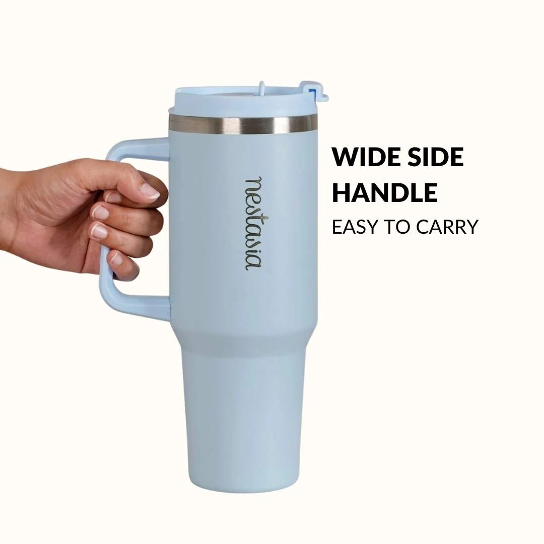 GripSip 40 Insulated Tumbler Bottle With Side Handle Baby Blue Jay 1200ml - Image 3