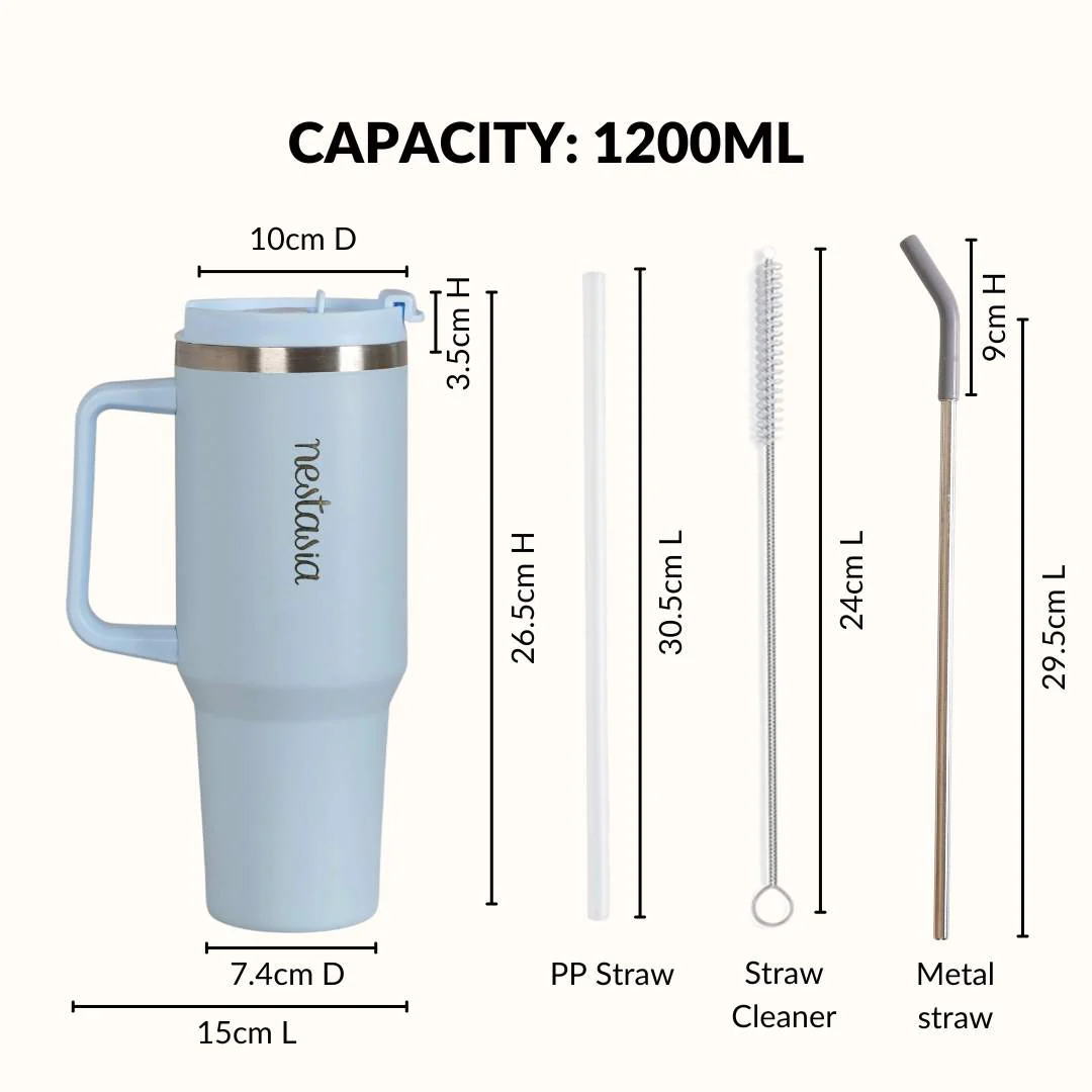 GripSip 40 Insulated Tumbler Bottle With Side Handle Baby Blue Jay 1200ml - Image 4