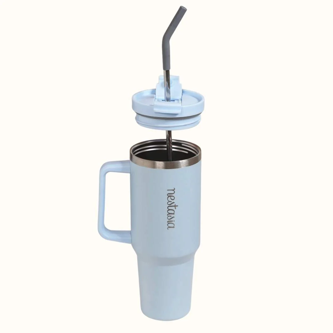 GripSip 40 Insulated Tumbler Bottle With Side Handle Baby Blue Jay 1200ml - Image 9