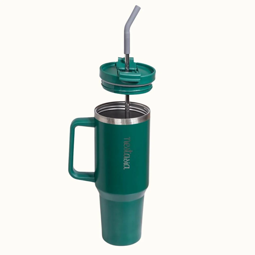 GripSip 40 Insulated Tumbler Bottle With Side Handle Emerald Isle 1200ml - Image 9