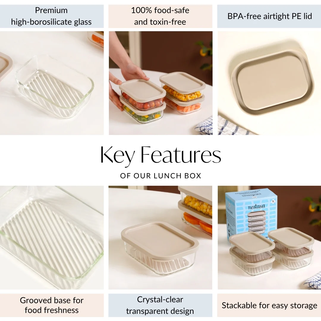 Groovo Food Storage Container Beige Set Of 4 520ml - Image 5