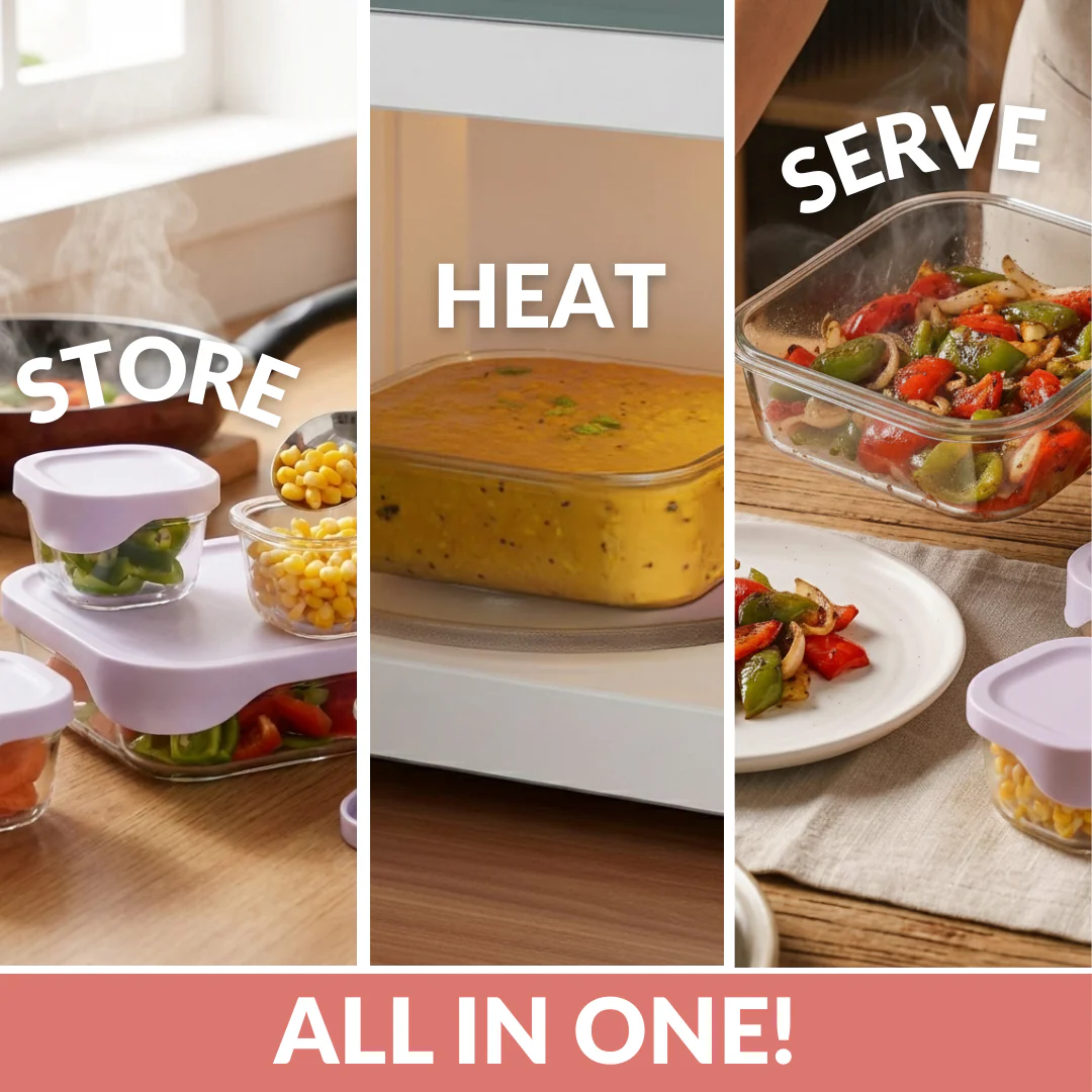 Groovo Lite Premium Borosilicate Food Container Set Of 4 220ml 1320ml 2500ml - Image 5