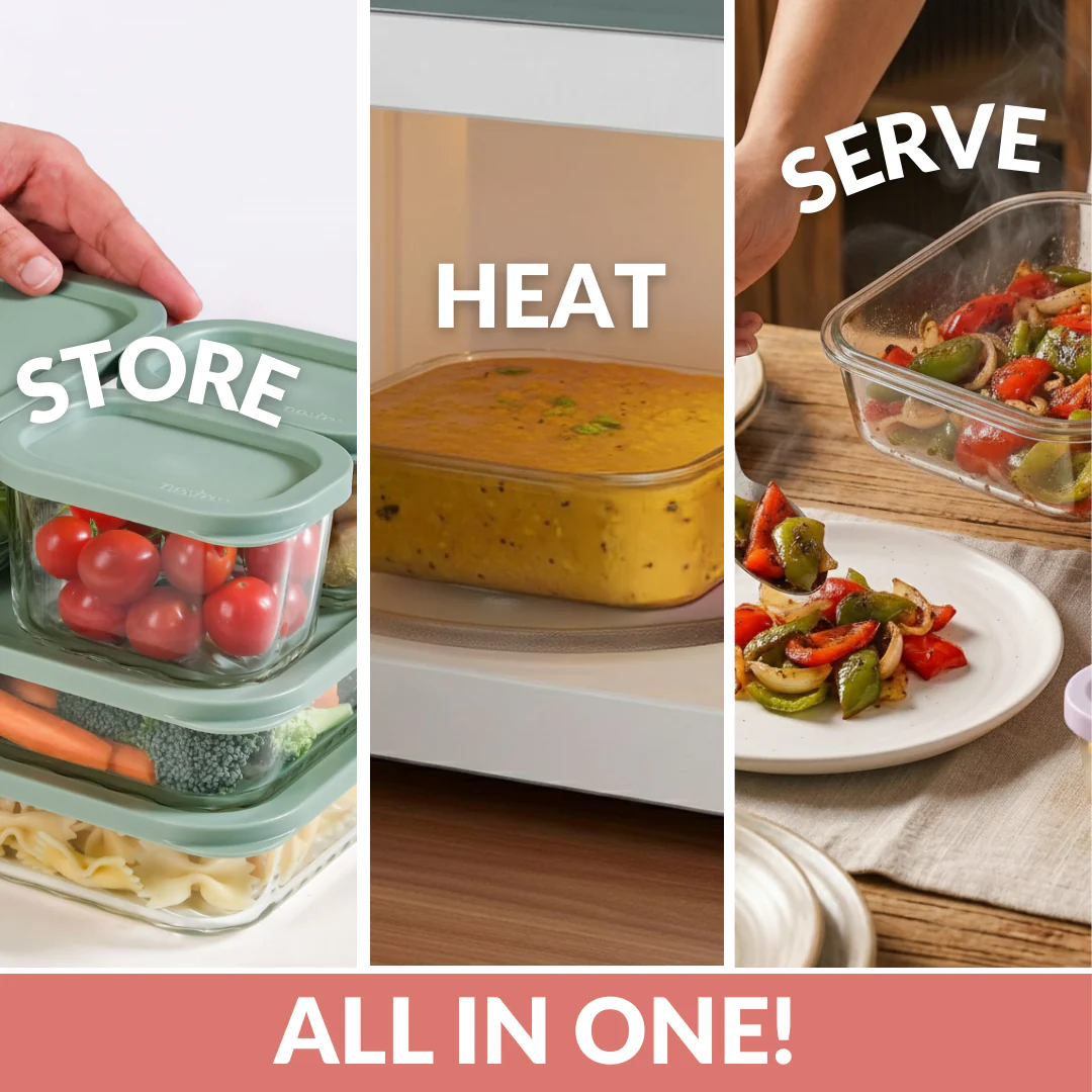 Groovo Storage Containers Set Of 5 310ml 750ml 1200ml Green - Image 5