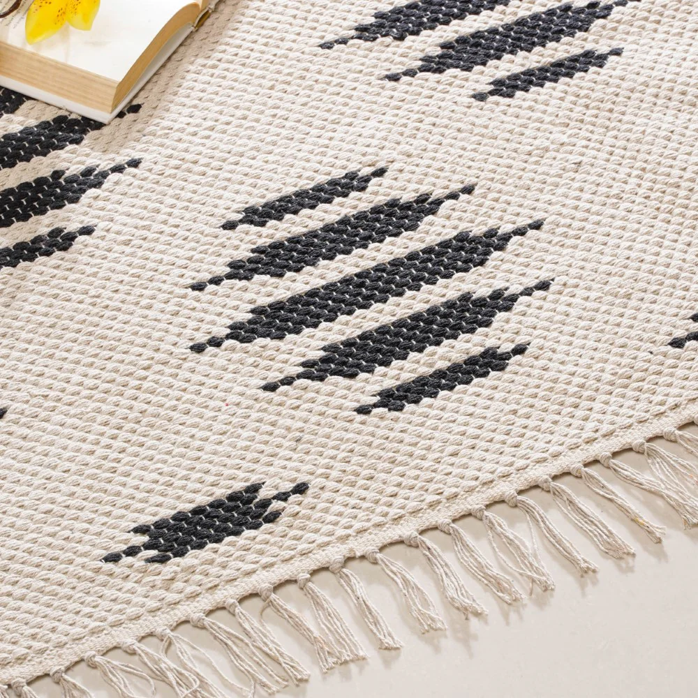 Handwoven Area Rug Black And White - Image 8