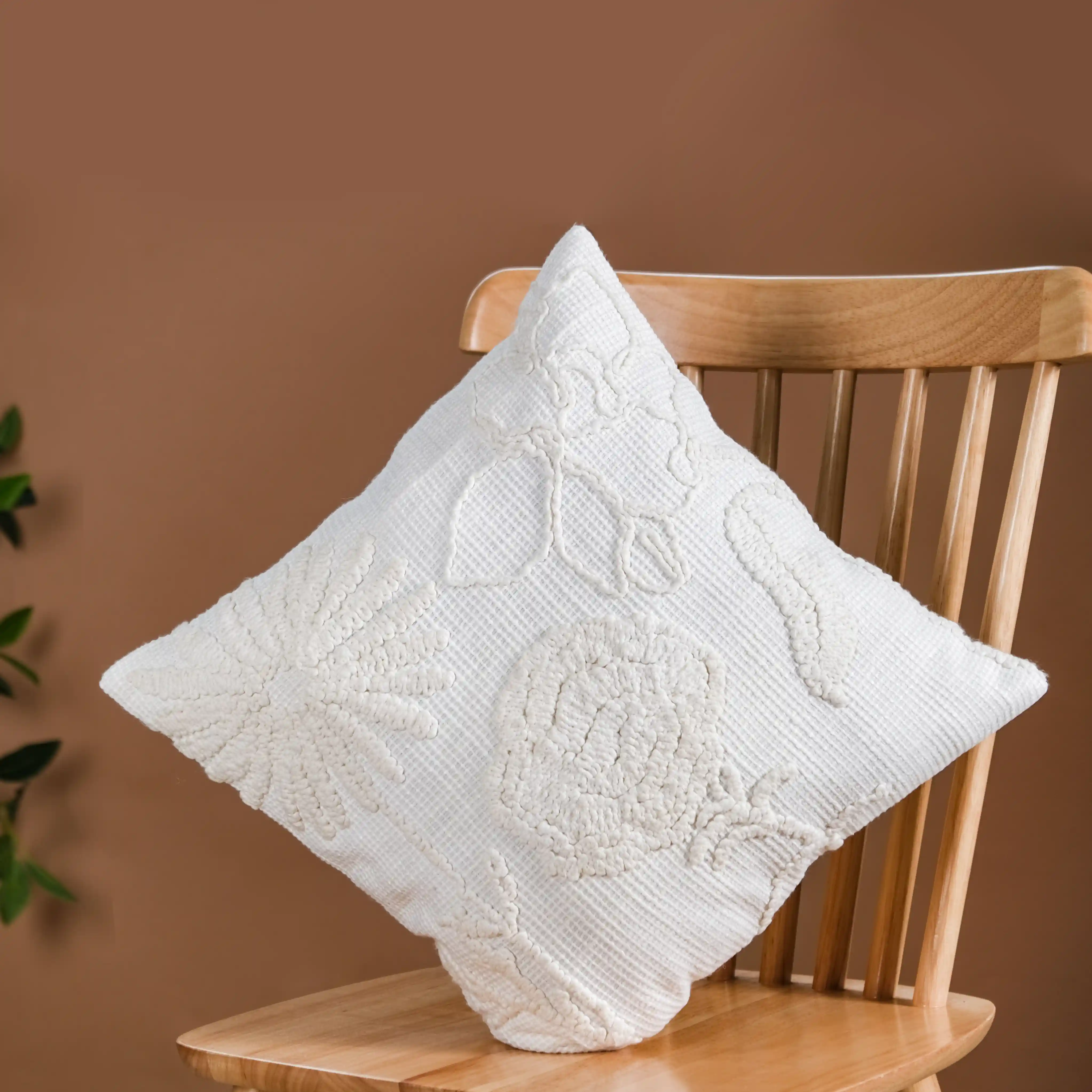 Handwoven Earth Tones Cushion Cover Set Of 3 16x16 Inch - Image 12