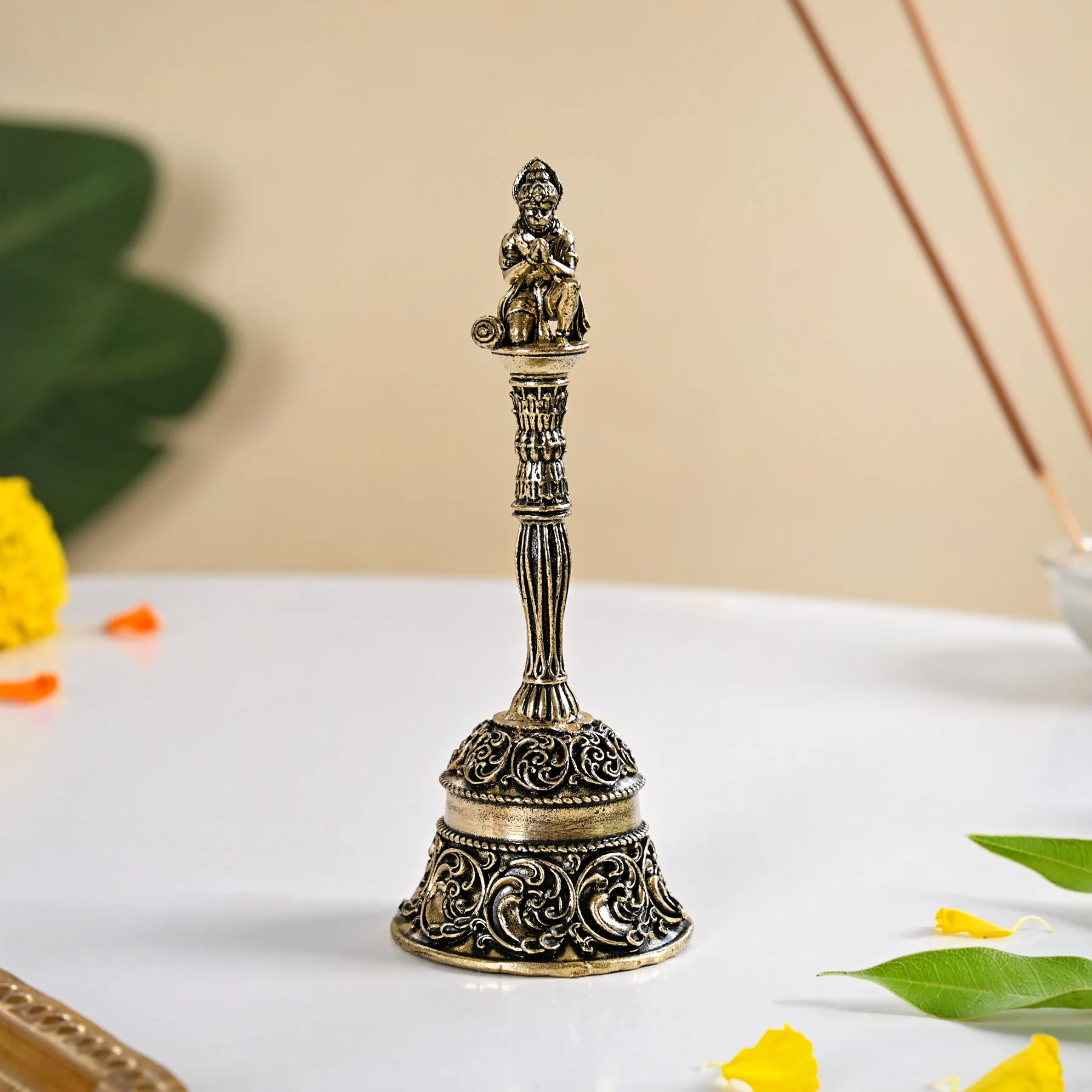 Hanuman Pure Brass Ghanti For Mandir With Gift Box 10cm - Image 3