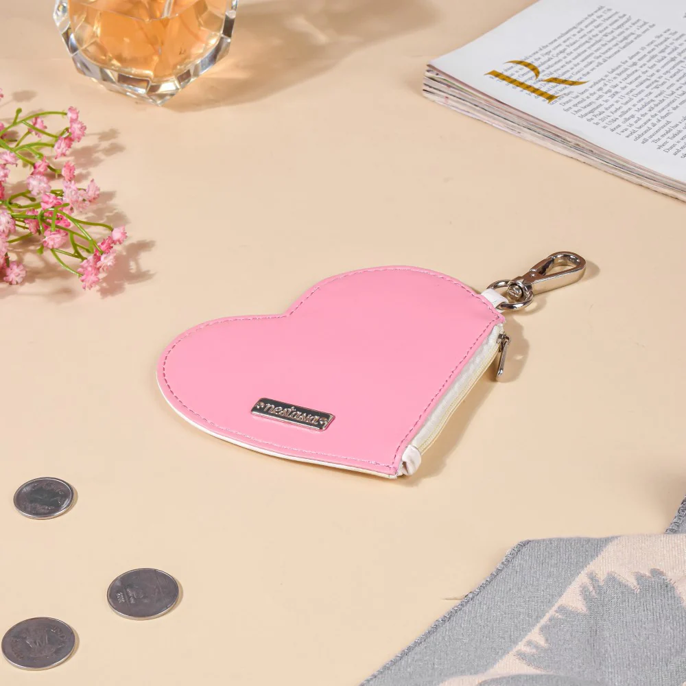Heart Card Holder Coin Purse White And Pink - Image 8