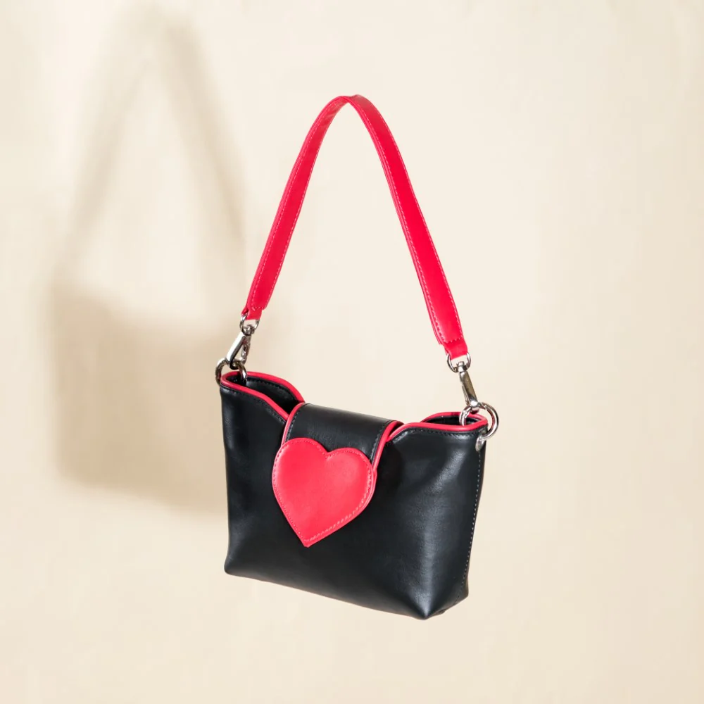 Heart Mini Handbag Black And Red - Image 10