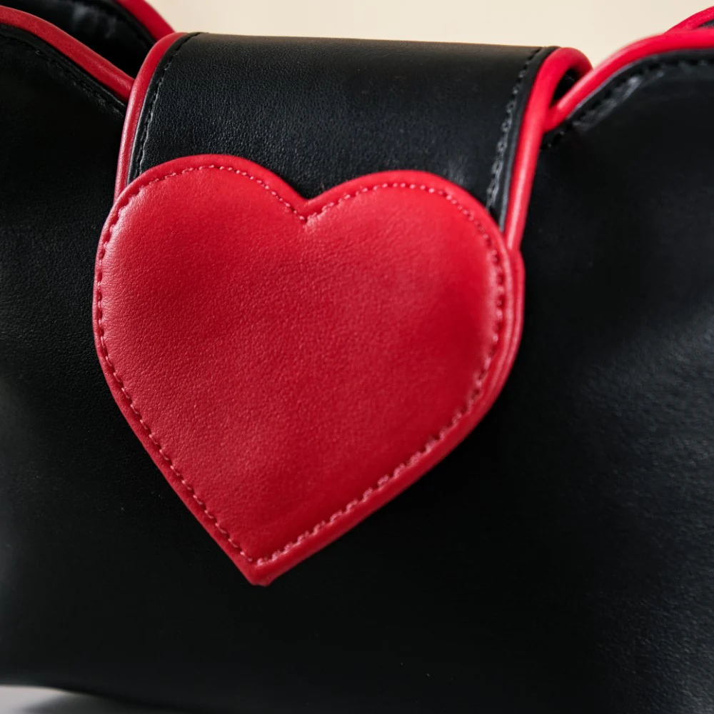 Heart Mini Handbag Black And Red - Image 5