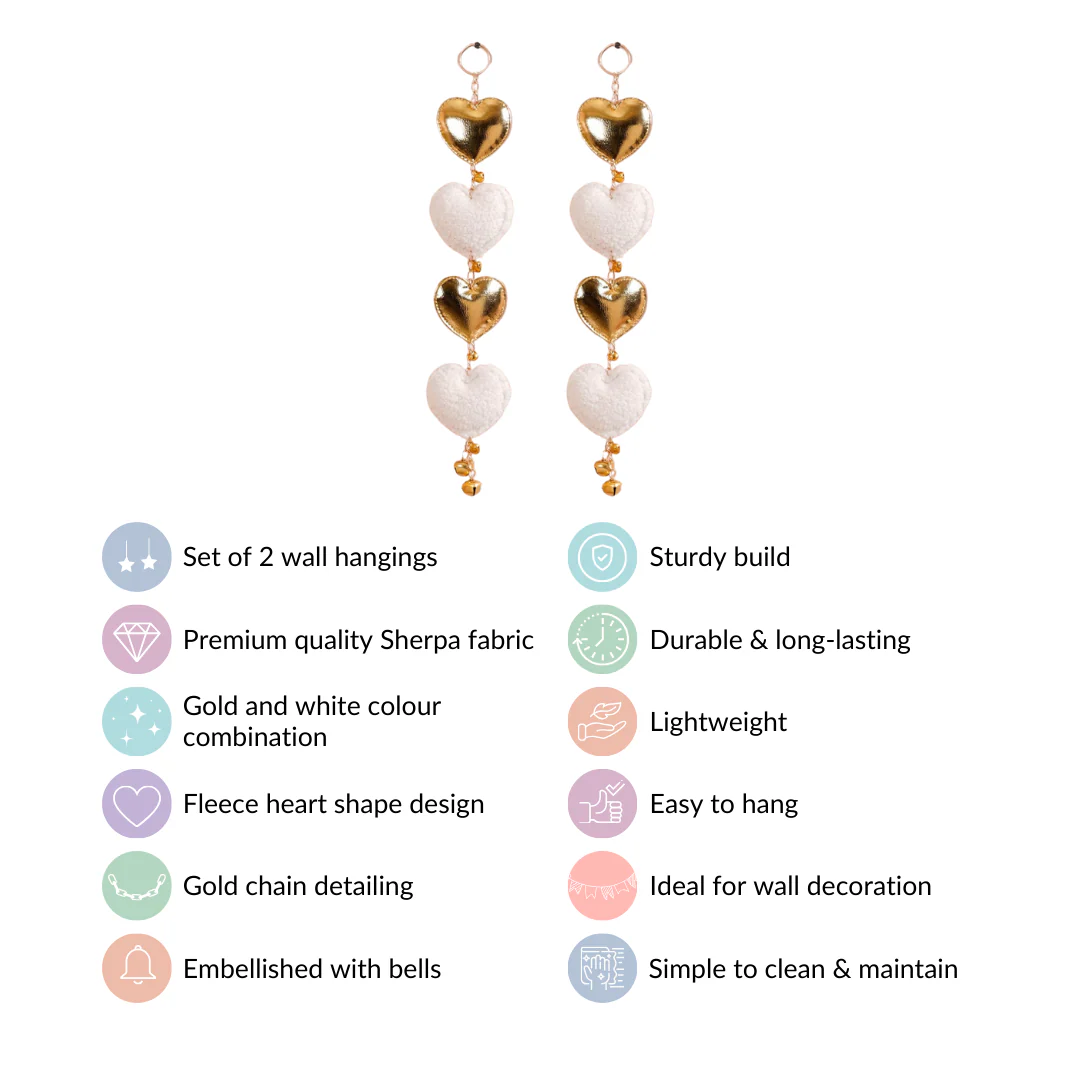 Heart Shaped Wall Decor White And Gold Set Of 2 17 Inch - Image 4