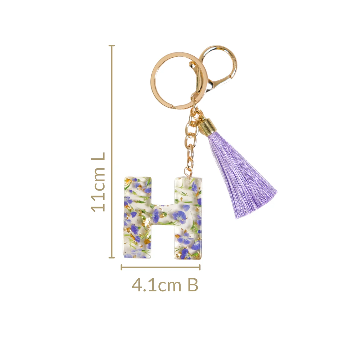 Heartfelt H Keychain With Pressed Flowers - Image 4