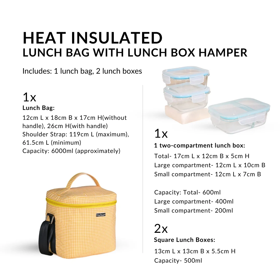 Heat Insulated Lunch Bag With Lunch Box Yellow - Image 4