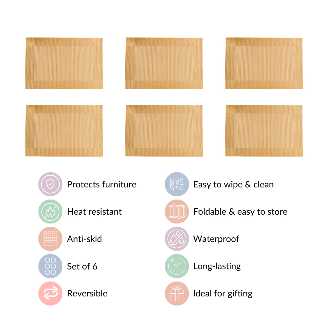 Heat Resistant Reversible Table Mat Set Of 6 - Image 4