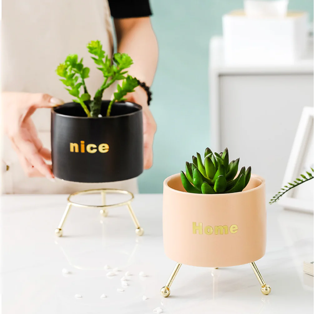 Home Ceramic Planter With Stand Pink - Image 8