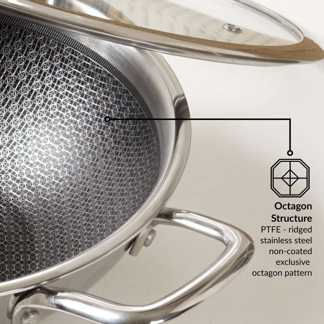 Honeycomb Non Stick Induction Friendly Triply Kadai With Lid 3500ml - Image 9