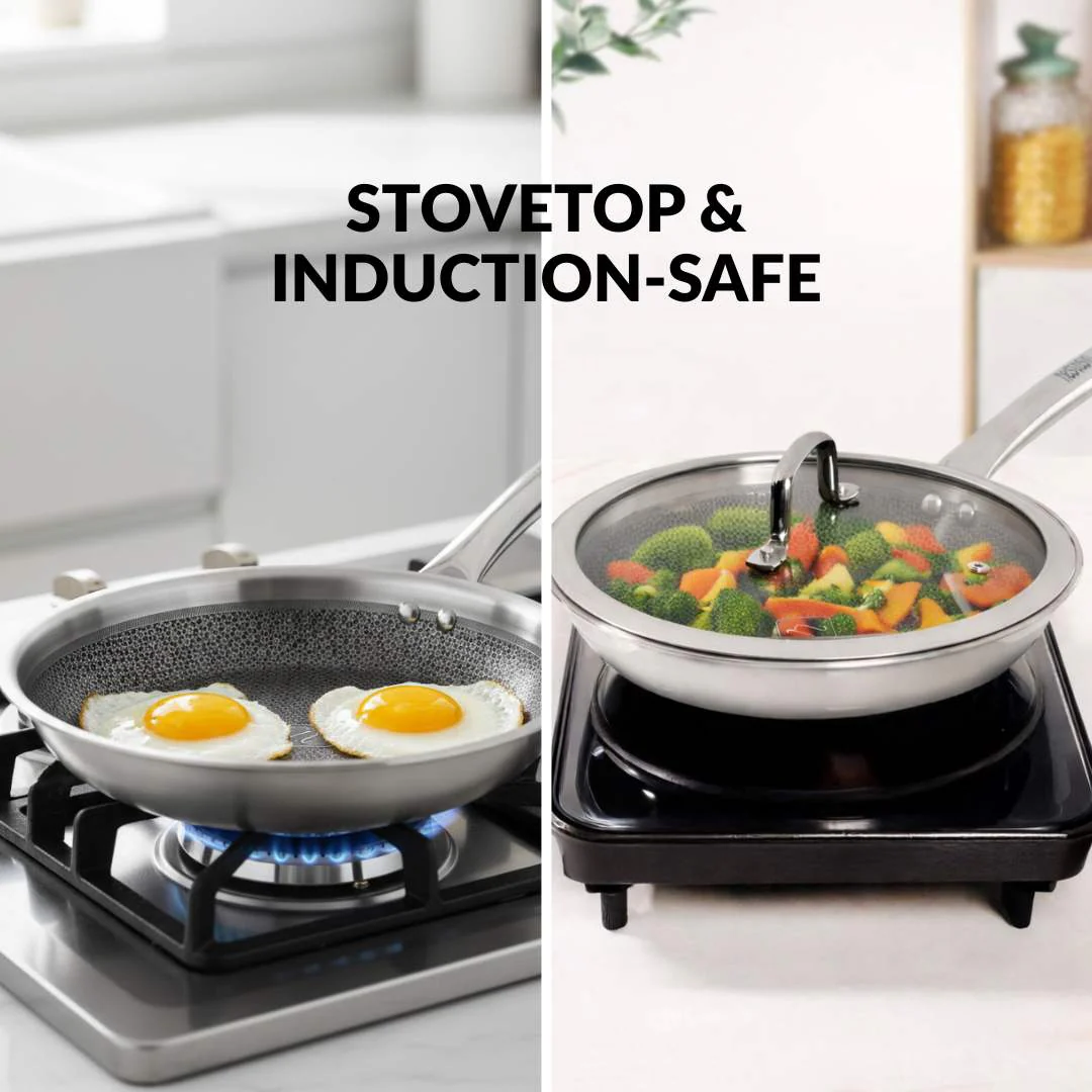 Honeycomb Non Stick Triply Frypan With Lid 1750ml - Image 12