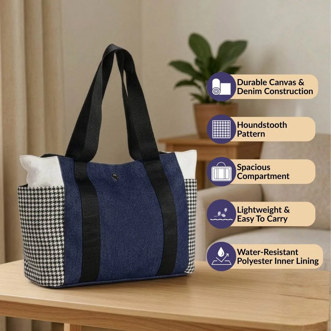 Houndstooth Pattern Tote Bag For Women - Image 3
