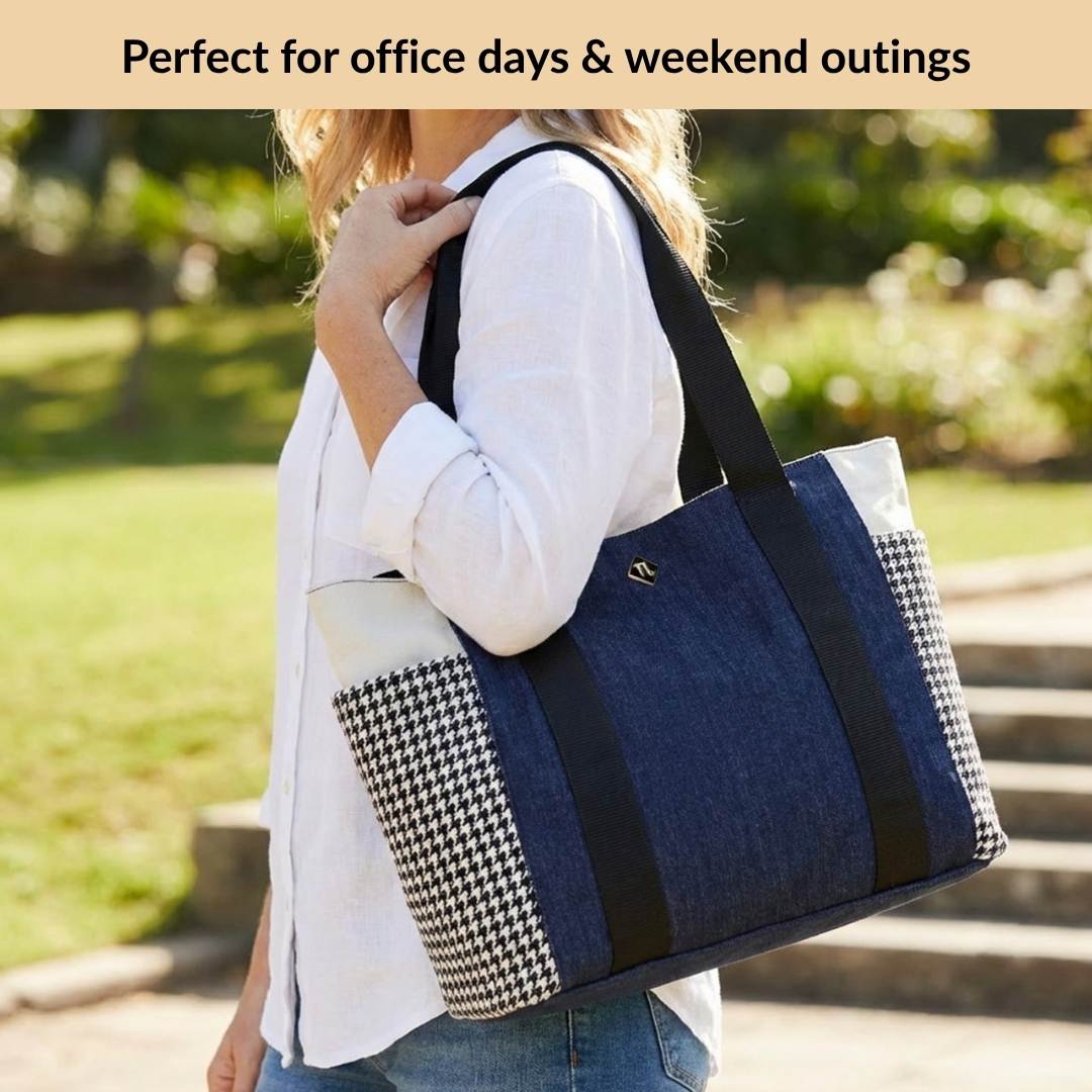 Houndstooth Pattern Tote Bag For Women - Image 6