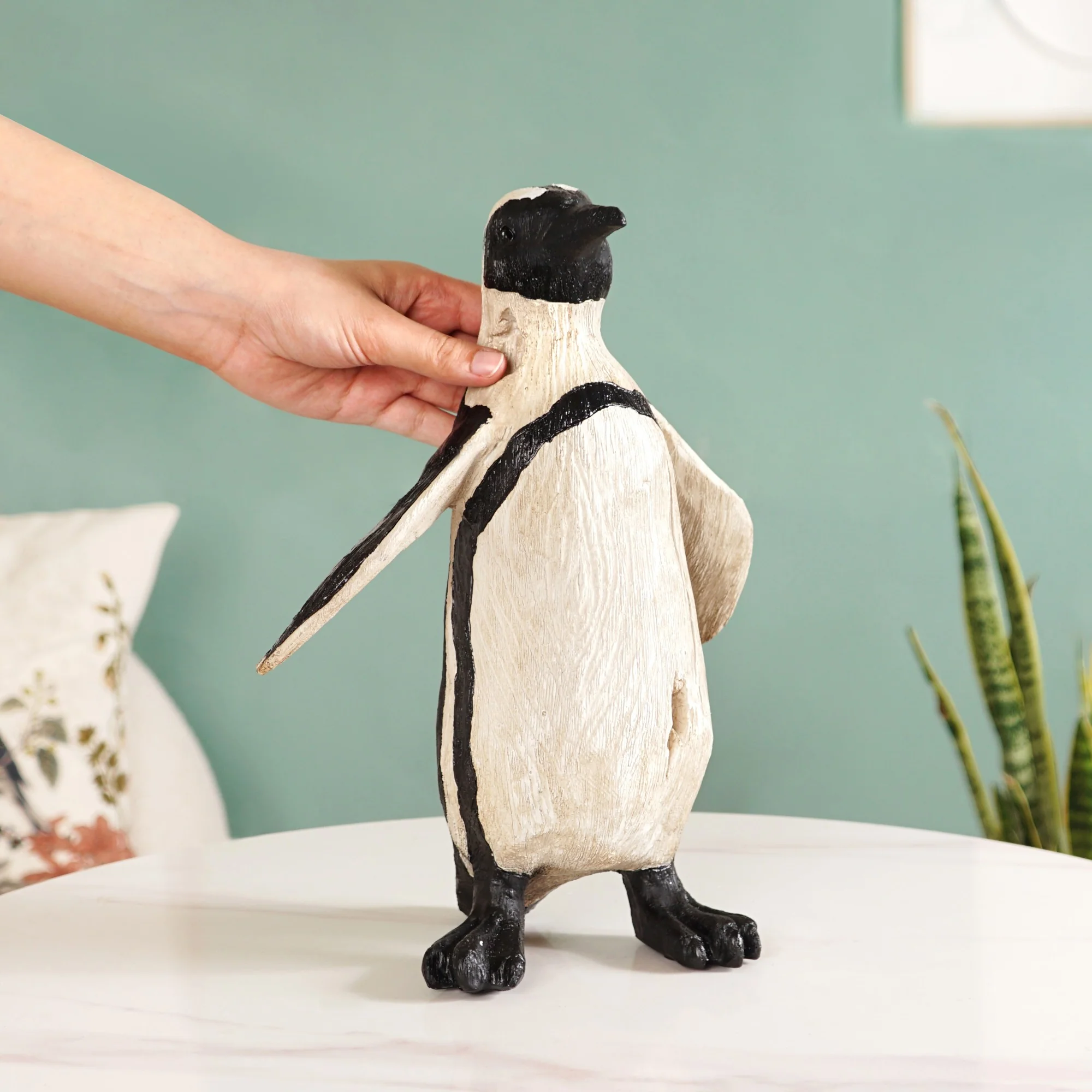 Humboldt Penguin Carved Wooden Finish Resin Decor Medium - Image 2
