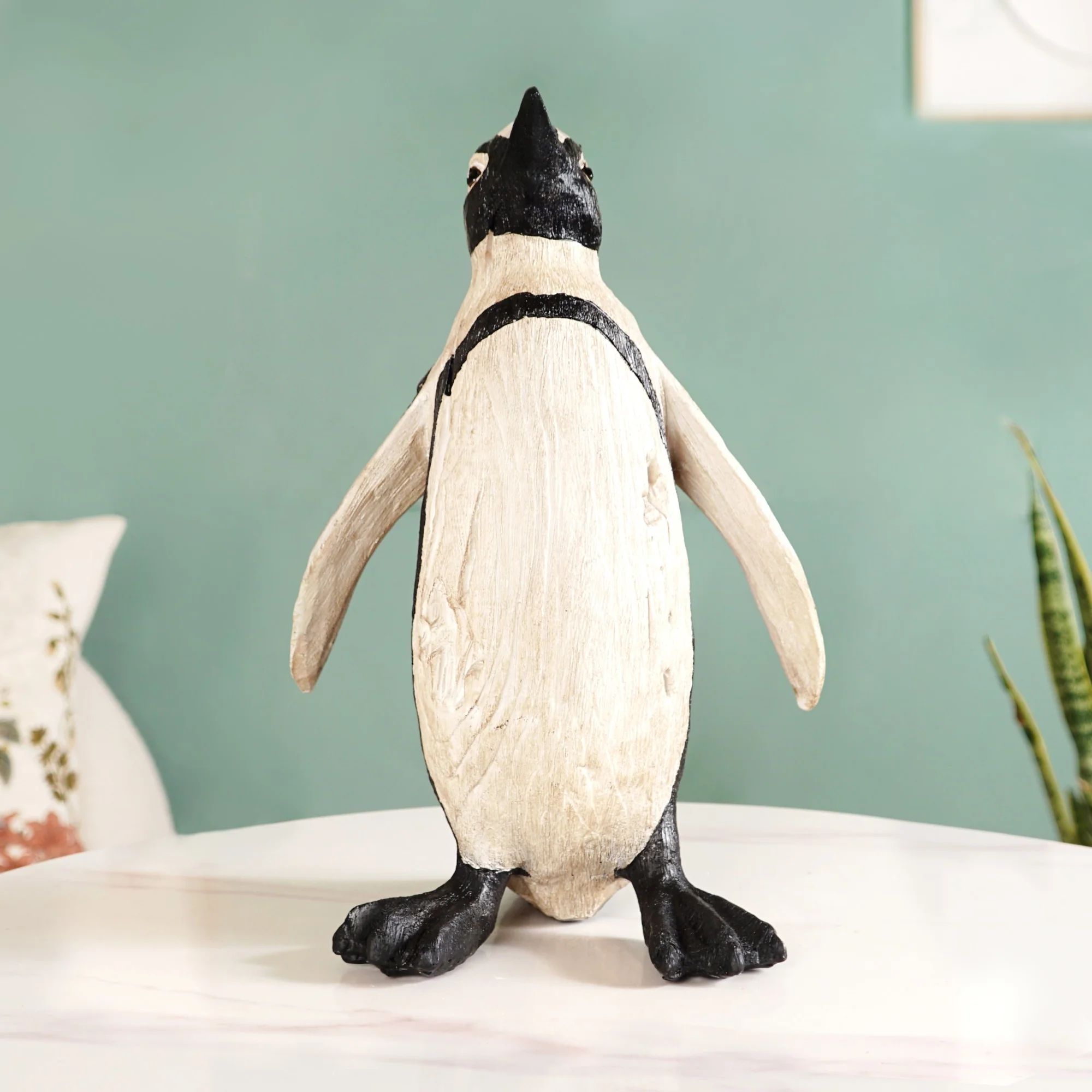 Humboldt Penguin Wooden Carved Finish Resin Decor Large - Image 3