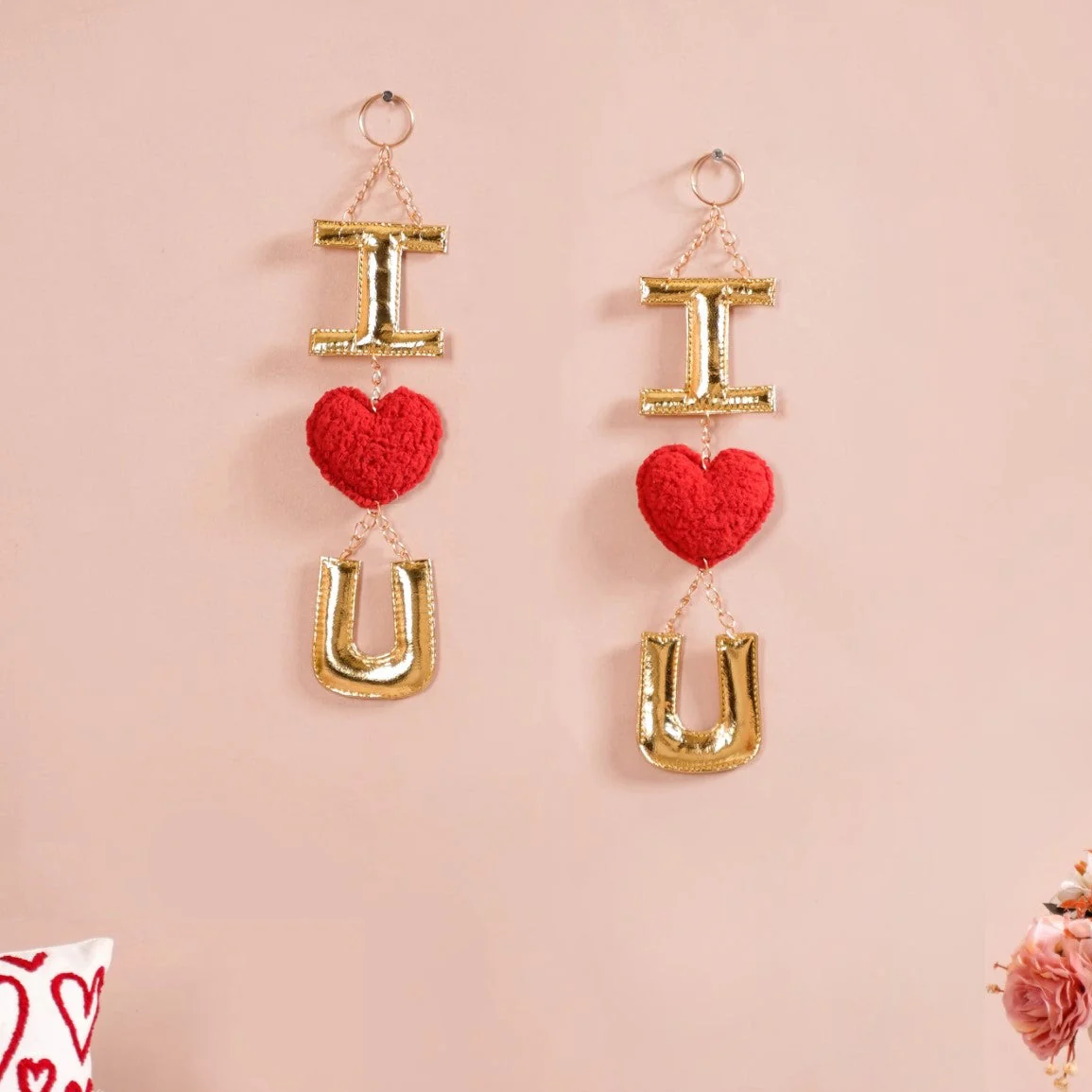 I Love You Wall Hanging Red Set Of 2 14 Inch