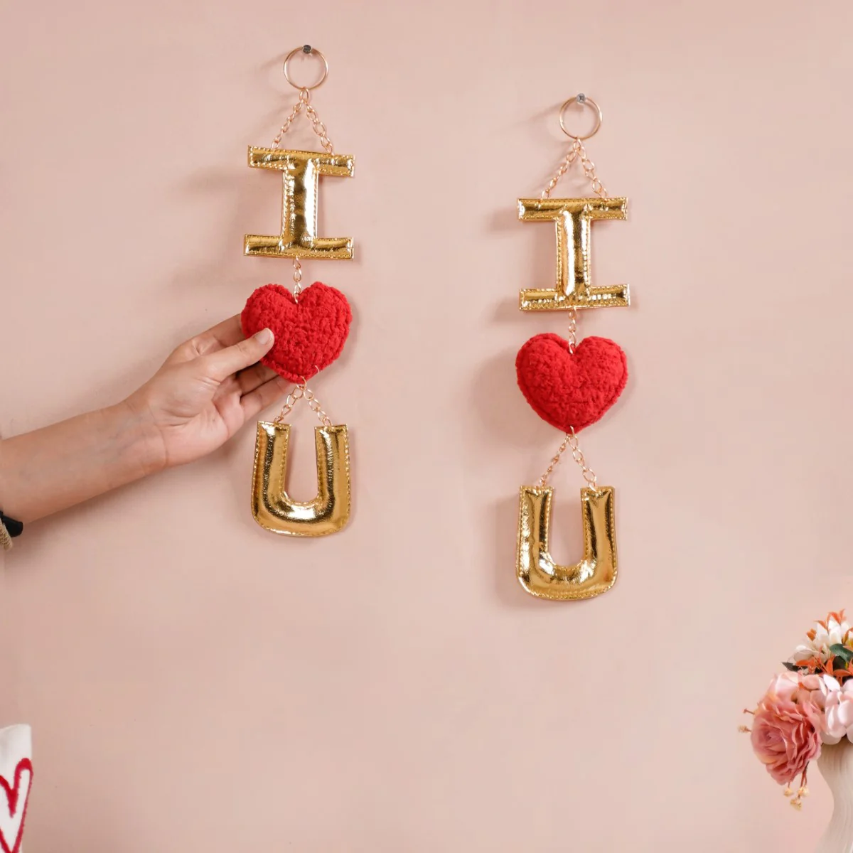 I Love You Wall Hanging Red Set Of 2 14 Inch - Image 2