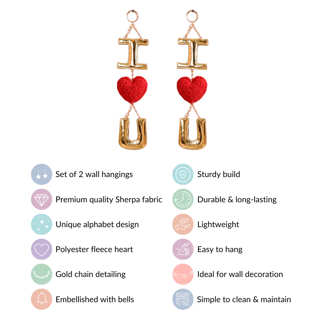 I Love You Wall Hanging Red Set Of 2 14 Inch - Image 3