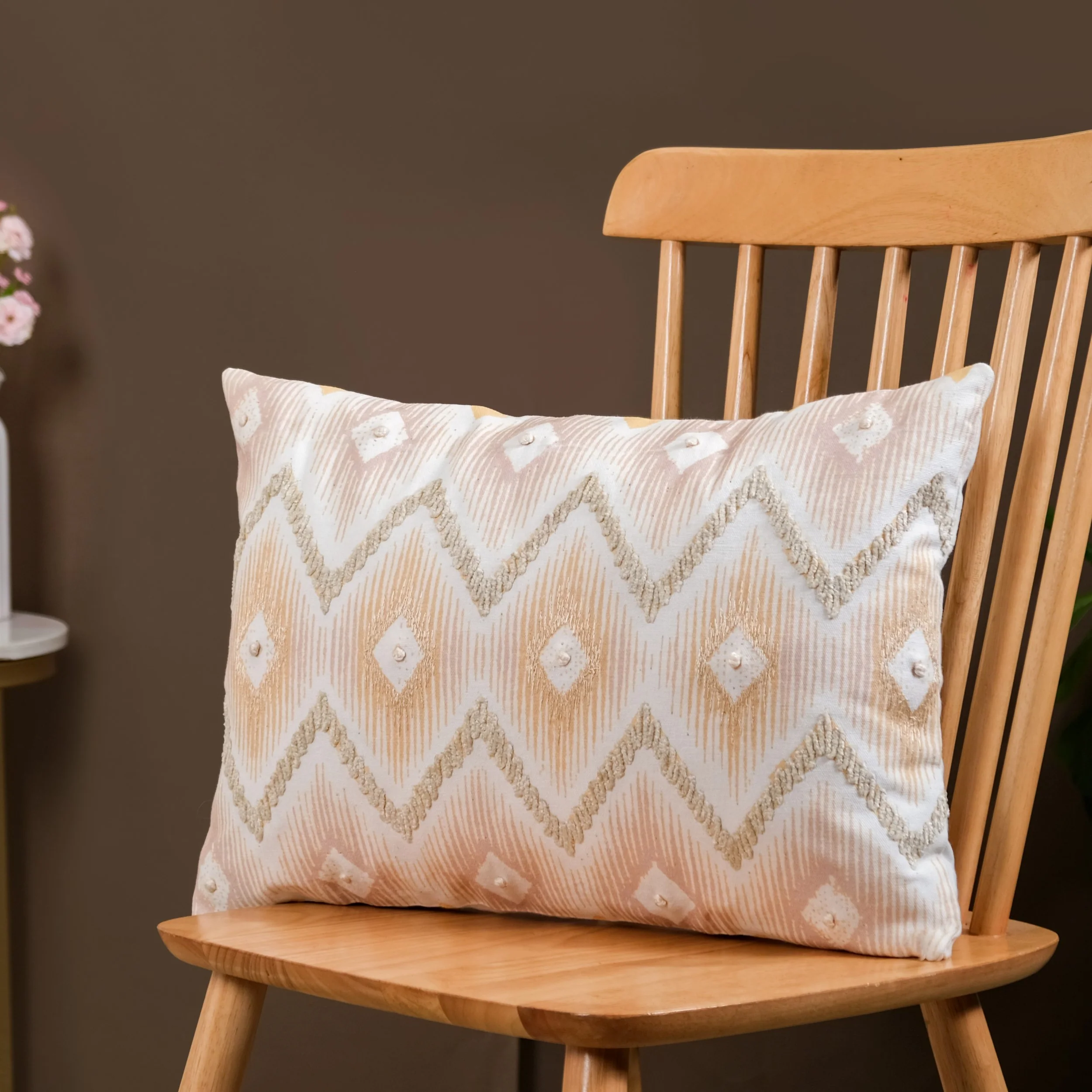 Ikat Embroidered Cushion Cover 50x35 cm - Image 2