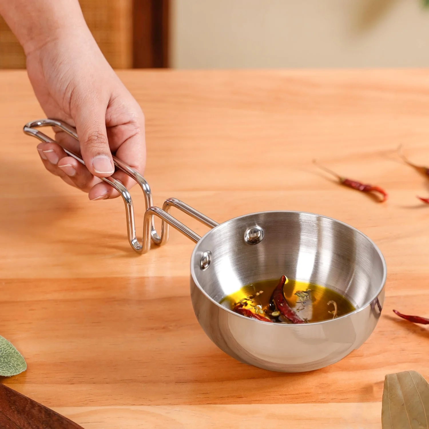 Induction Safe Tri Ply Stainless Steel Tadka Pan 540ml - Image 2
