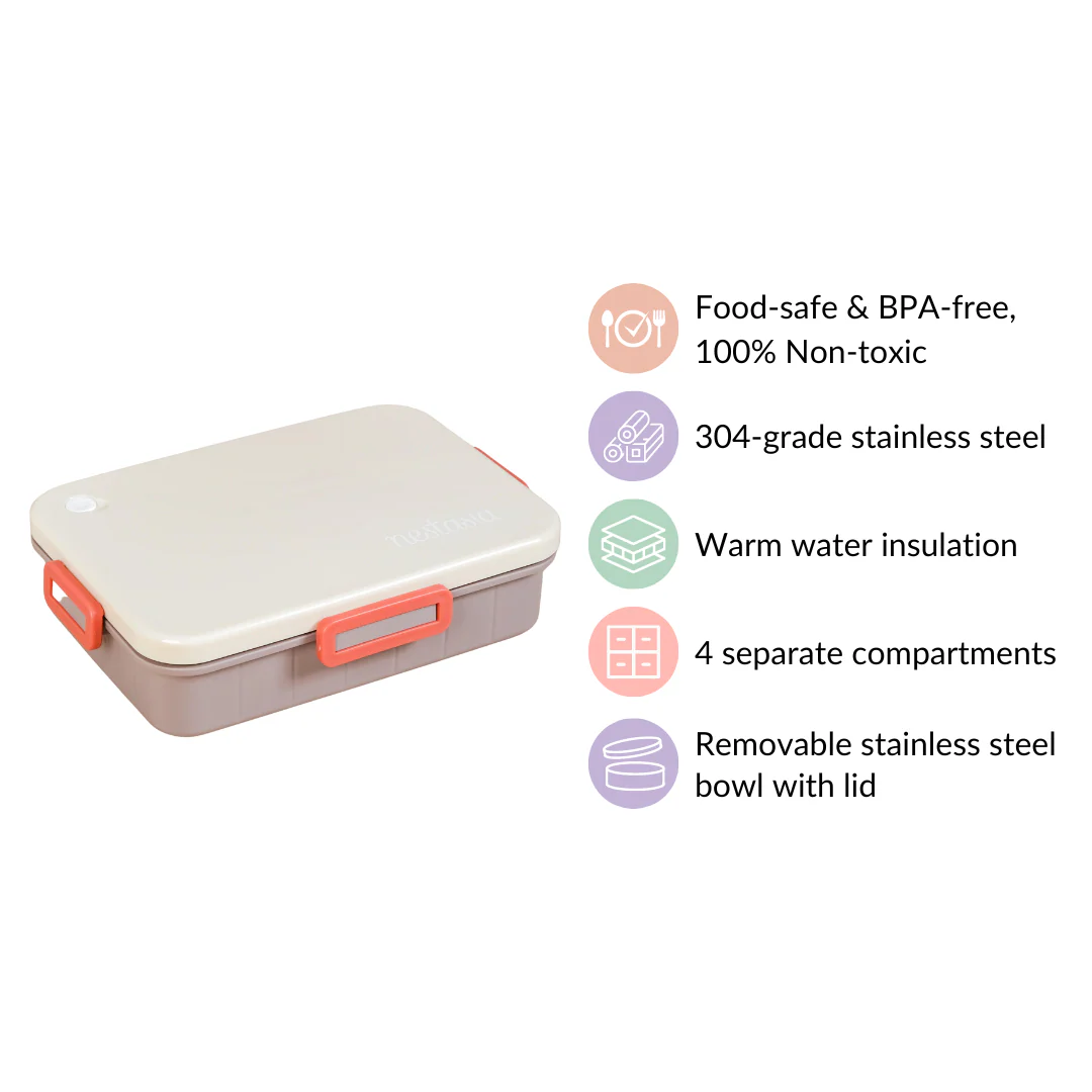 Insulated Bento Lunch Box With 4 Sections 900ml - Image 7